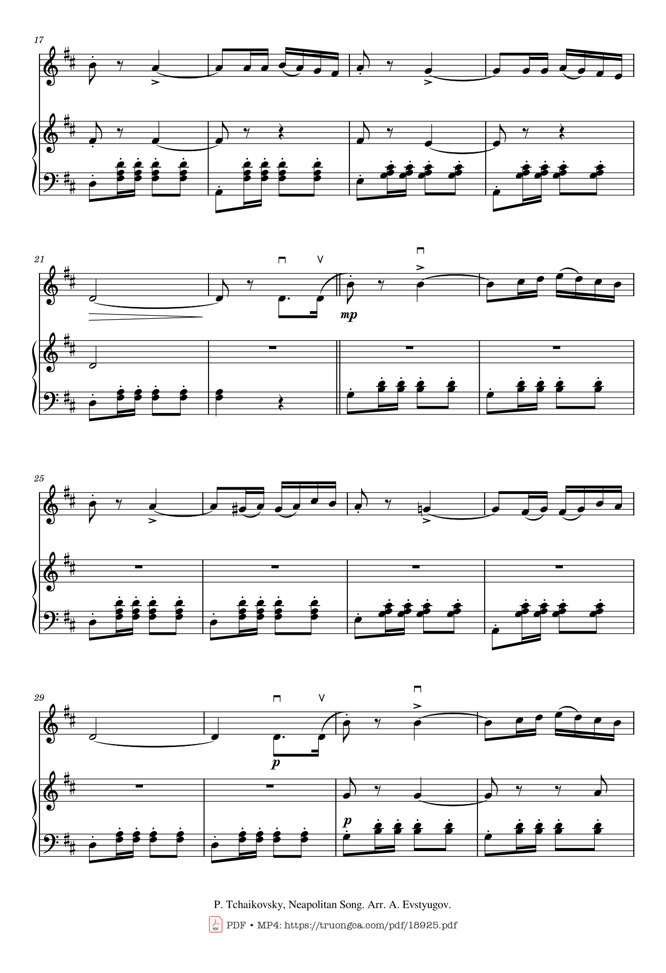 Trang 2 của Sheet nhạc PDF bài hát Neapoletan Song Violin Piano - Pyotr Ilyich Tchaikovsky