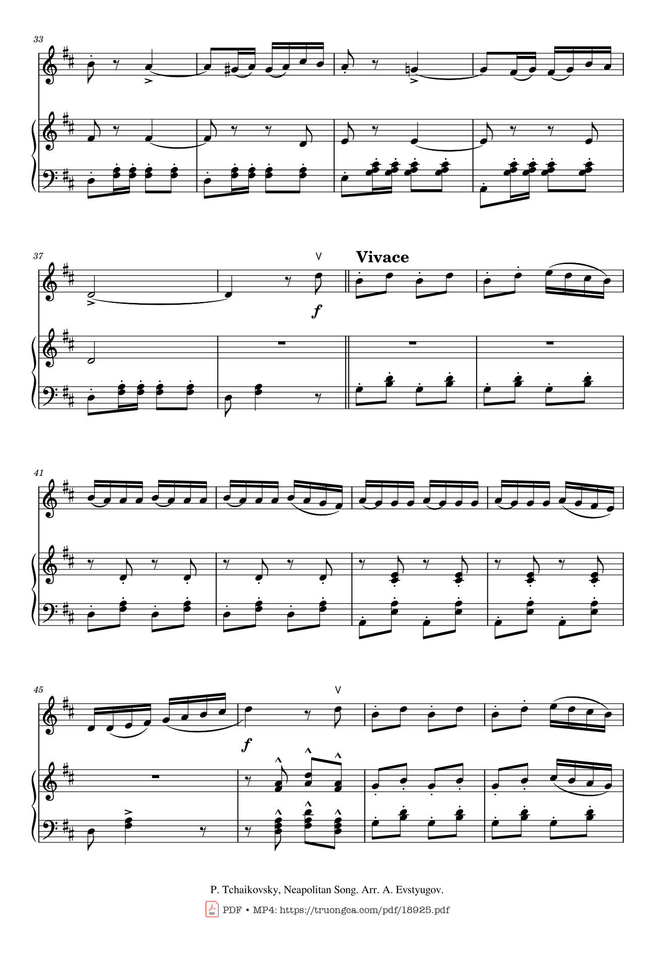 Trang 3 của Sheet nhạc PDF bài hát Neapoletan Song Violin Piano - Pyotr Ilyich Tchaikovsky