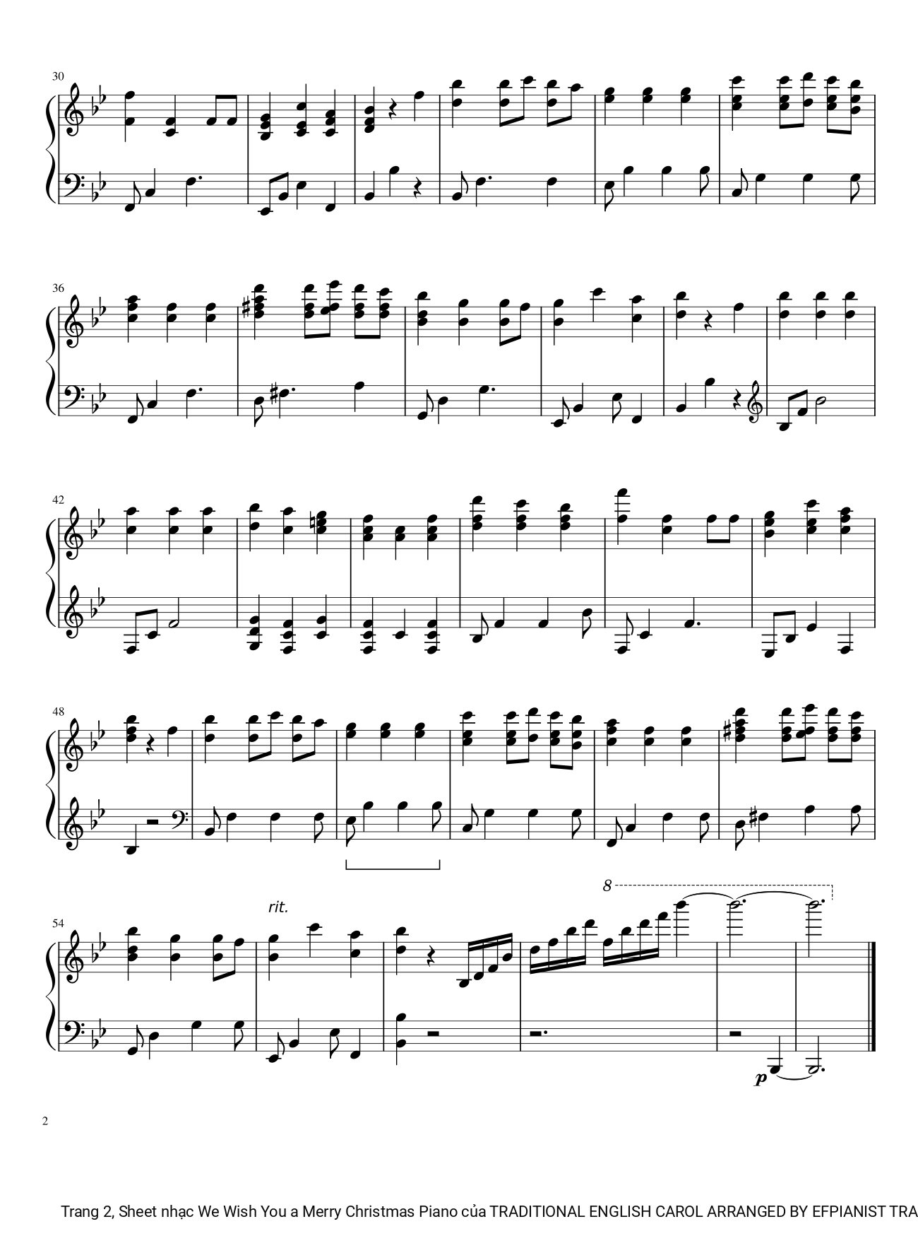 Trang 2 của Sheet nhạc PDF bài hát We Wish You a Merry Christmas Piano - Dân ca Anh