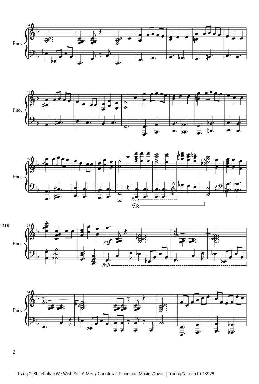 Trang 2 của Sheet nhạc PDF bài hát We Wish You A Merry Christmas Piano sheet - MusicsCover