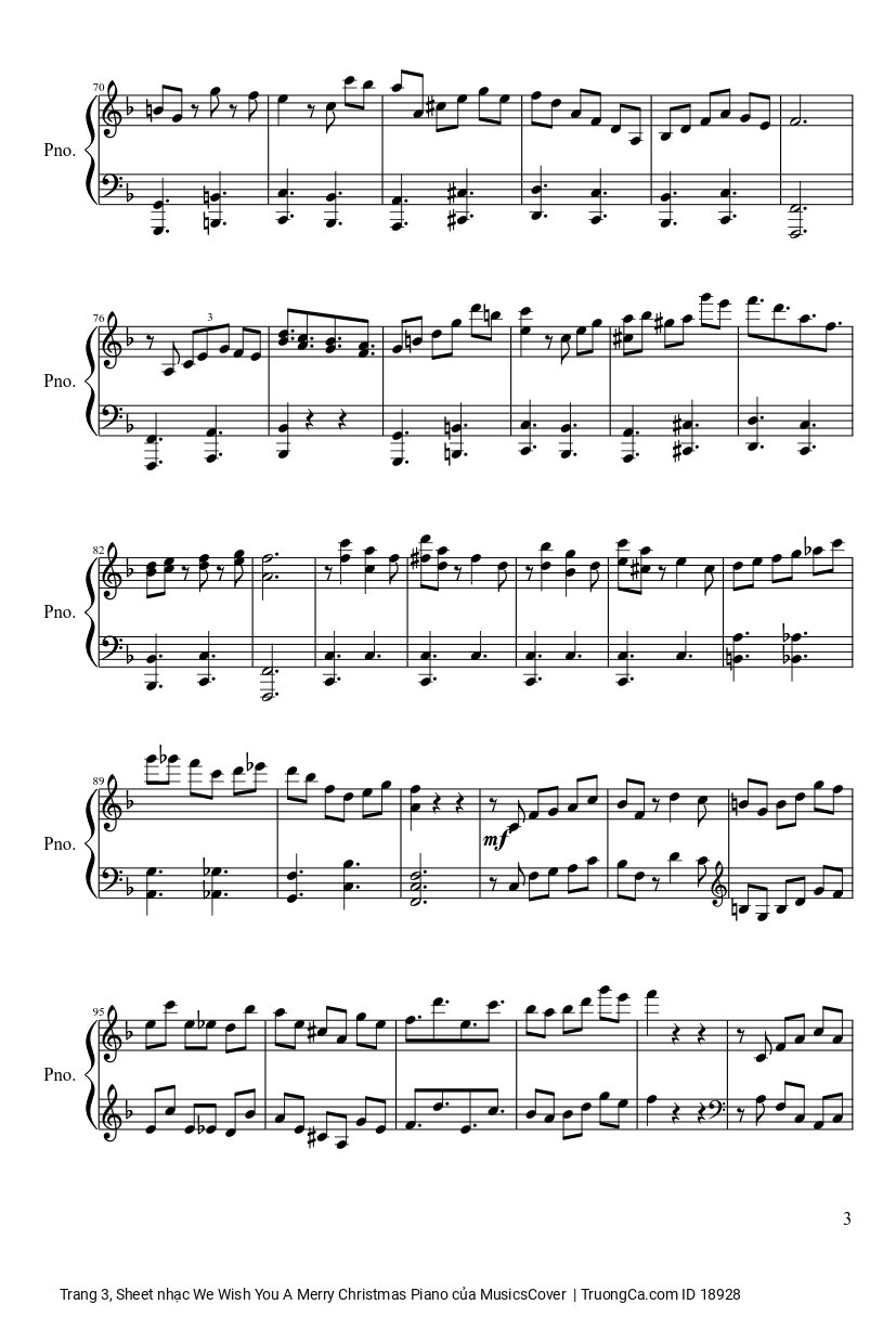 Trang 3 của Sheet nhạc PDF bài hát We Wish You A Merry Christmas Piano sheet - MusicsCover