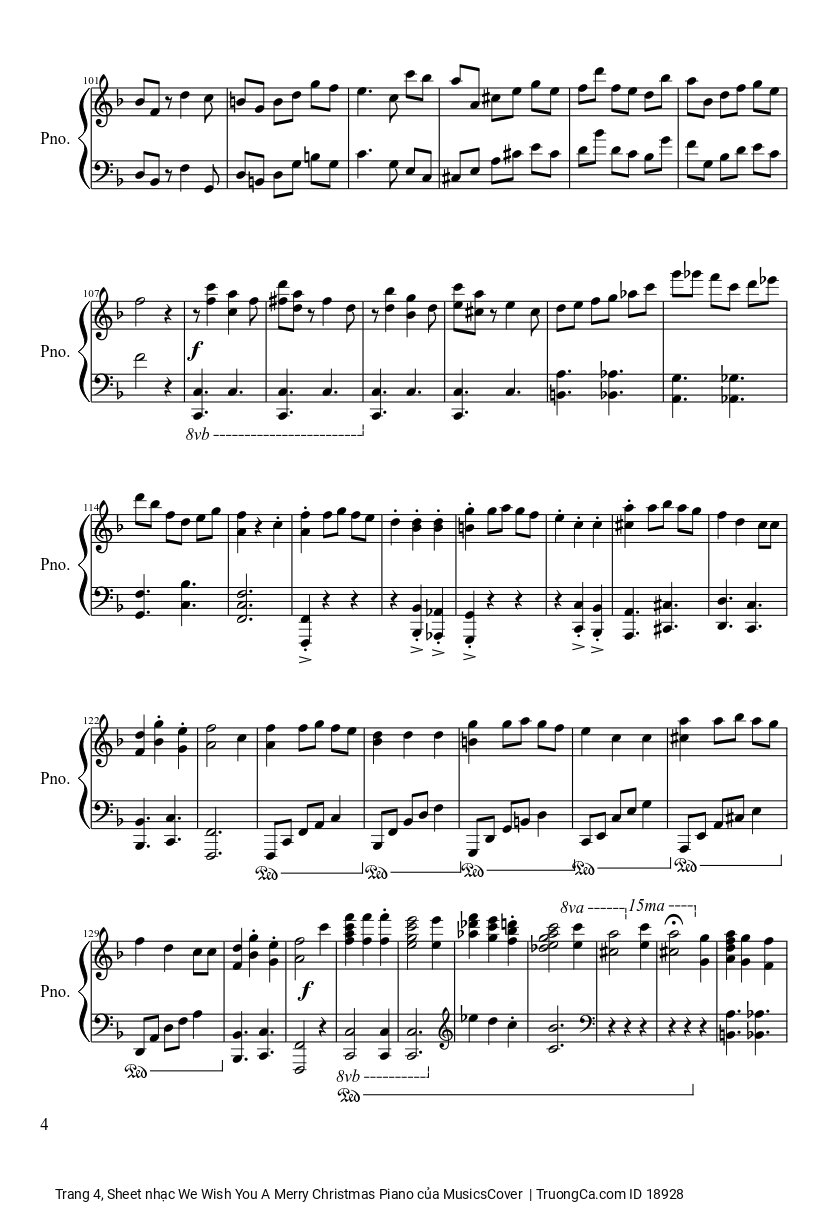 Trang 4 của Sheet nhạc PDF bài hát We Wish You A Merry Christmas Piano sheet - MusicsCover