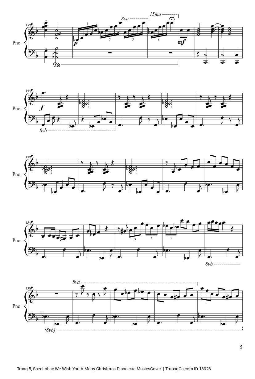 Trang 5 của Sheet nhạc PDF bài hát We Wish You A Merry Christmas Piano sheet - MusicsCover