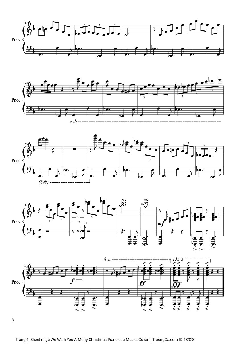 Trang 6 của Sheet nhạc PDF bài hát We Wish You A Merry Christmas Piano sheet - MusicsCover