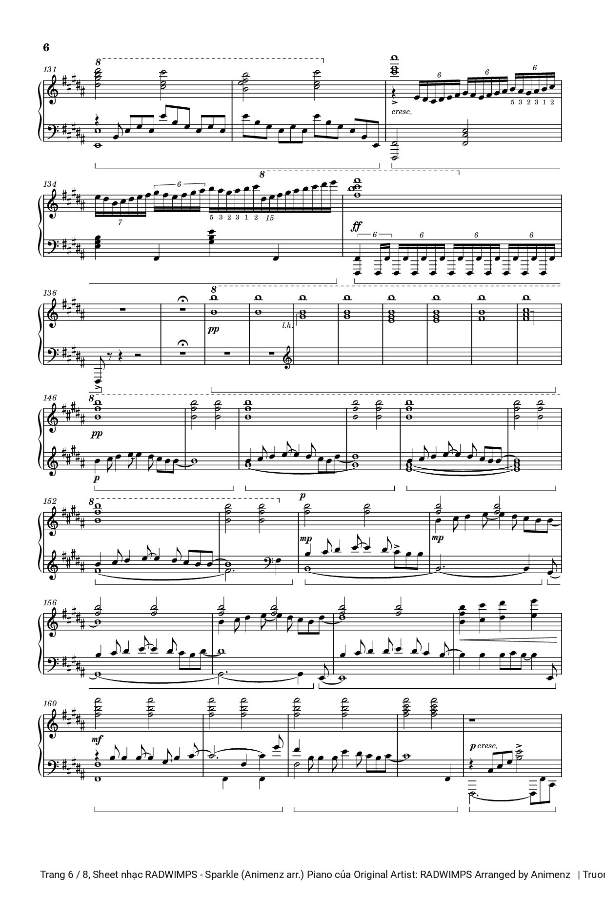 Trang 6 của Sheet nhạc PDF bài hát RADWIMPS - Sparkle (Animenz arr.) Piano - Original Artist: RADWIMPS Arranged by Animenz 