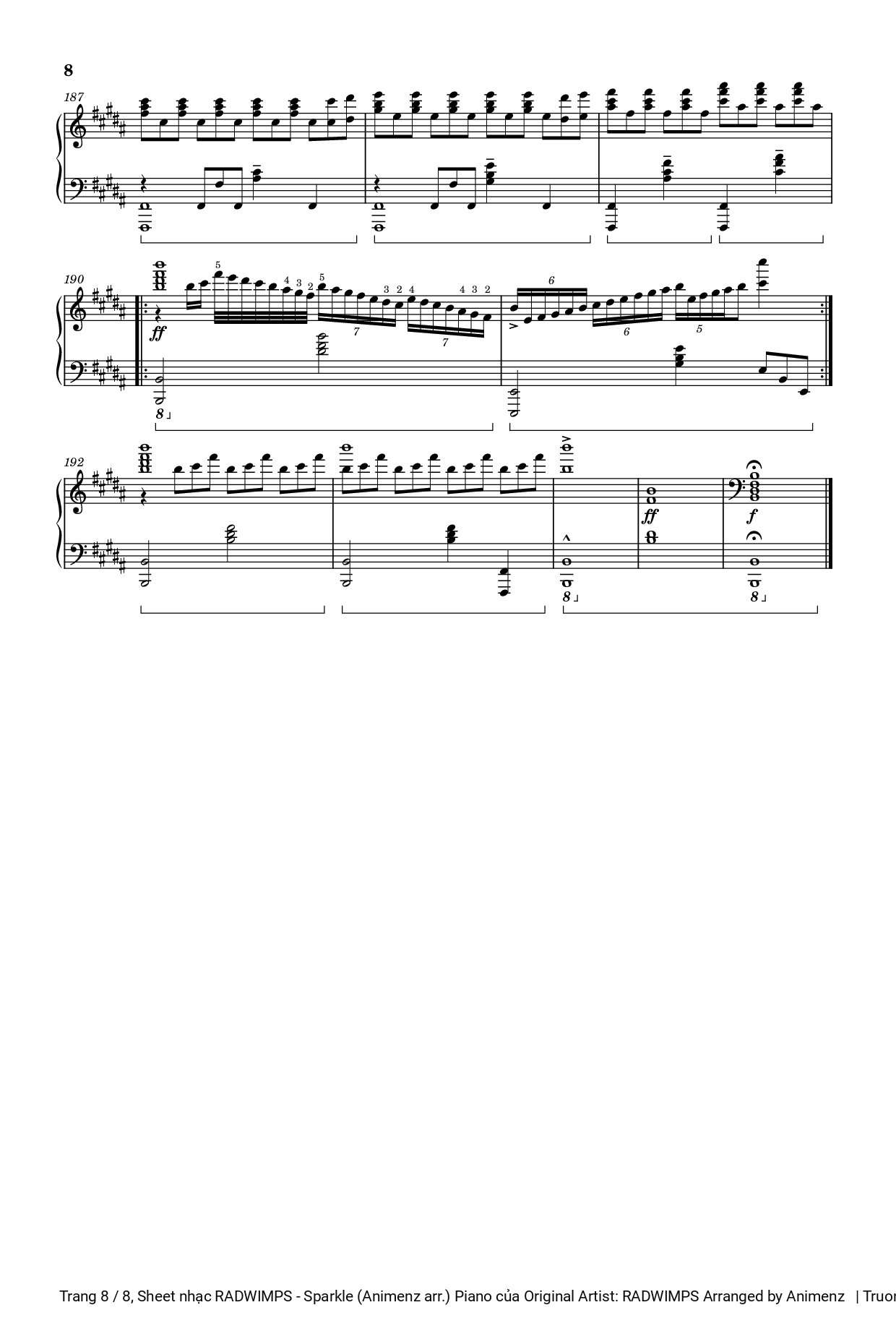 Trang 8 của Sheet nhạc PDF bài hát RADWIMPS - Sparkle (Animenz arr.) Piano - Original Artist: RADWIMPS Arranged by Animenz 