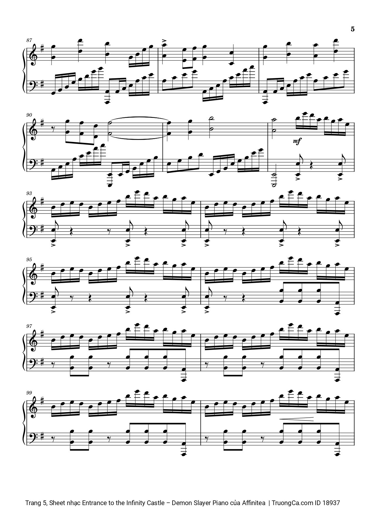 Trang 5 của Sheet nhạc PDF bài hát Entrance to the Infinity Castle - Demon Slayer Piano - Affinitea