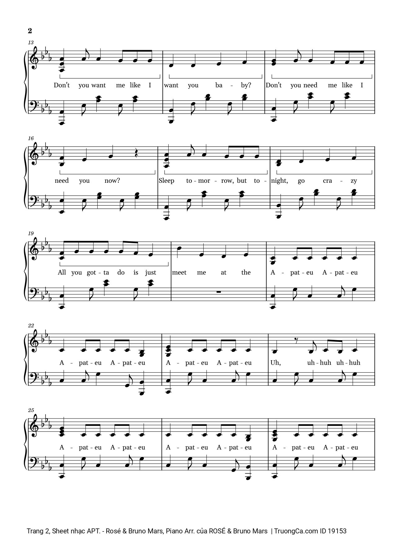 Trang 2 của Sheet nhạc PDF bài hát APT Rosé Sheet Piano - ROSÉ