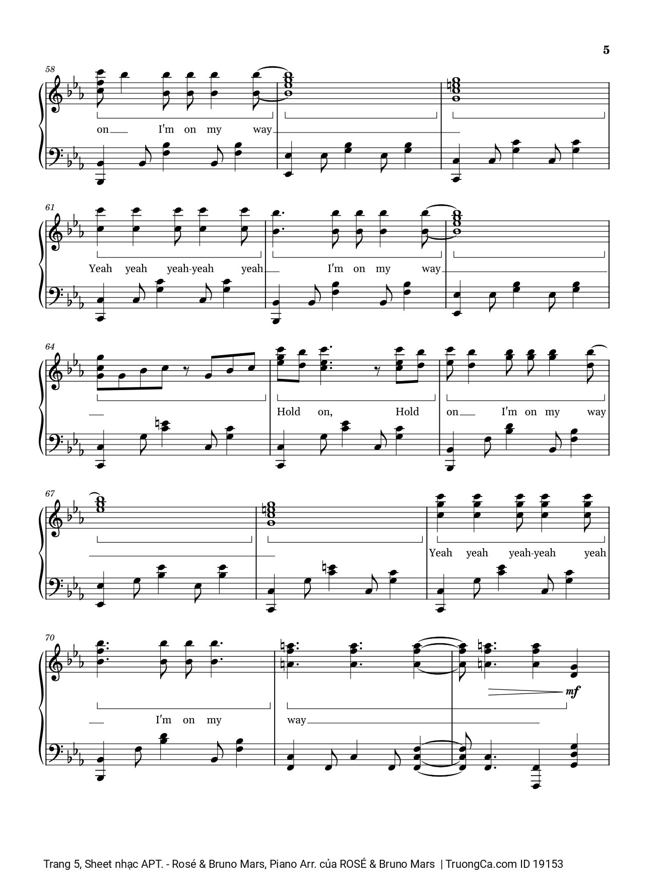 Trang 5 của Sheet nhạc PDF bài hát APT Rosé Sheet Piano - ROSÉ