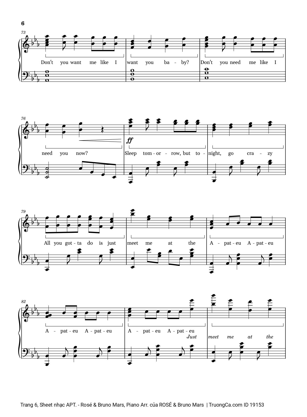 Trang 6 của Sheet nhạc PDF bài hát APT Rosé Sheet Piano - ROSÉ