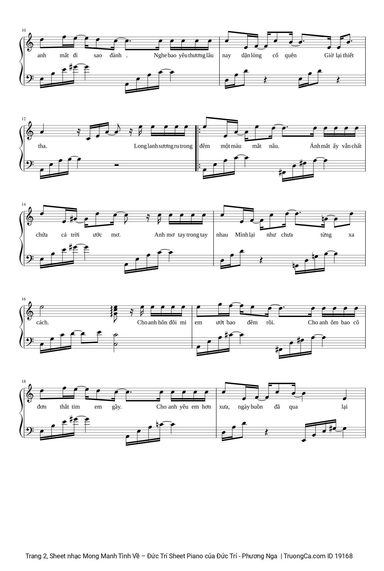 Trang 2 của Sheet nhạc PDF bài hát Mong Manh Tình Về Sheet Piano - Đức Trí