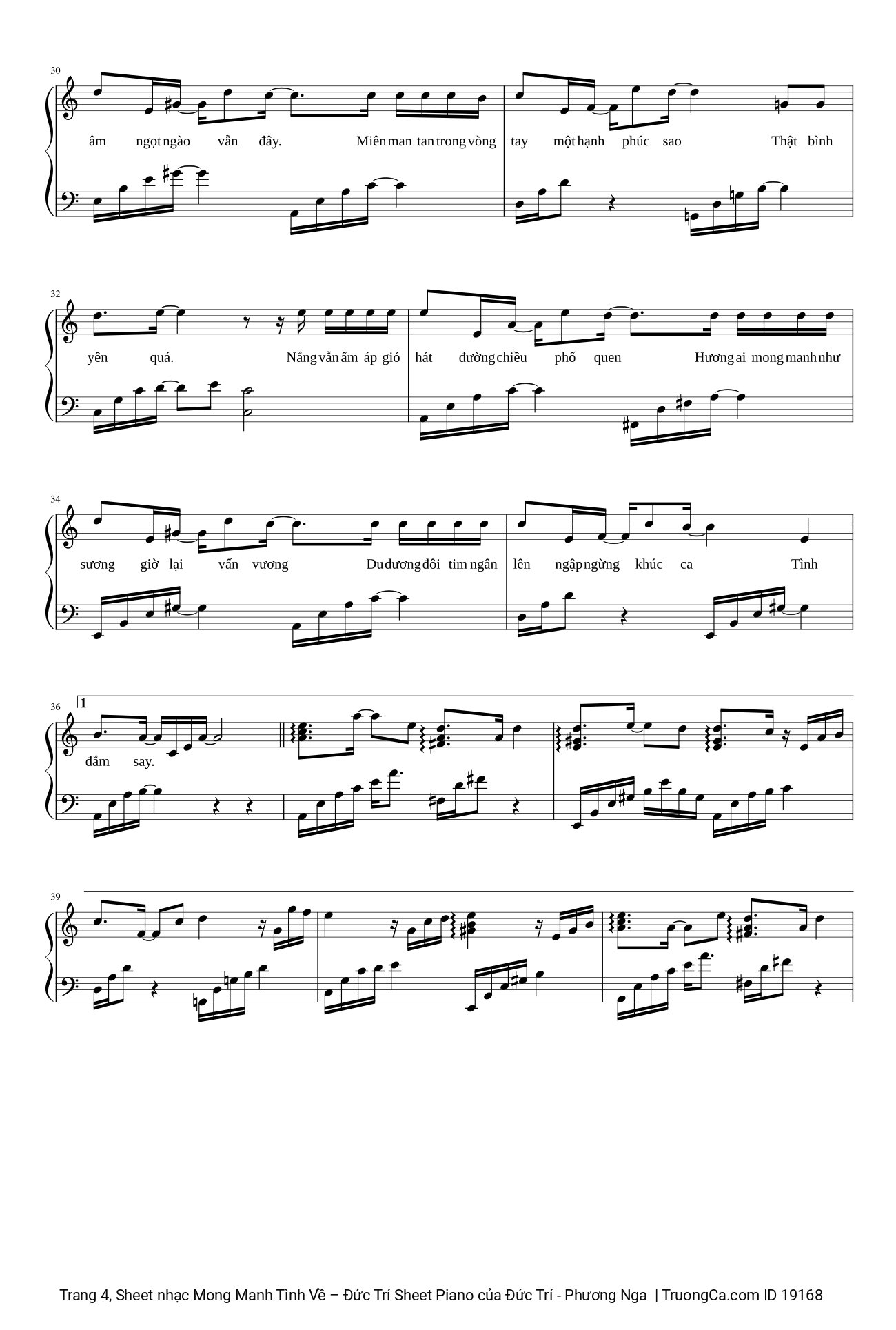 Trang 4 của Sheet nhạc PDF bài hát Mong Manh Tình Về Sheet Piano - Đức Trí