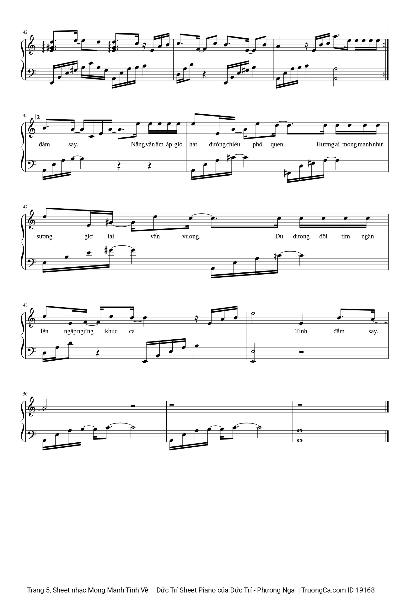 Trang 5 của Sheet nhạc PDF bài hát Mong Manh Tình Về Sheet Piano - Đức Trí
