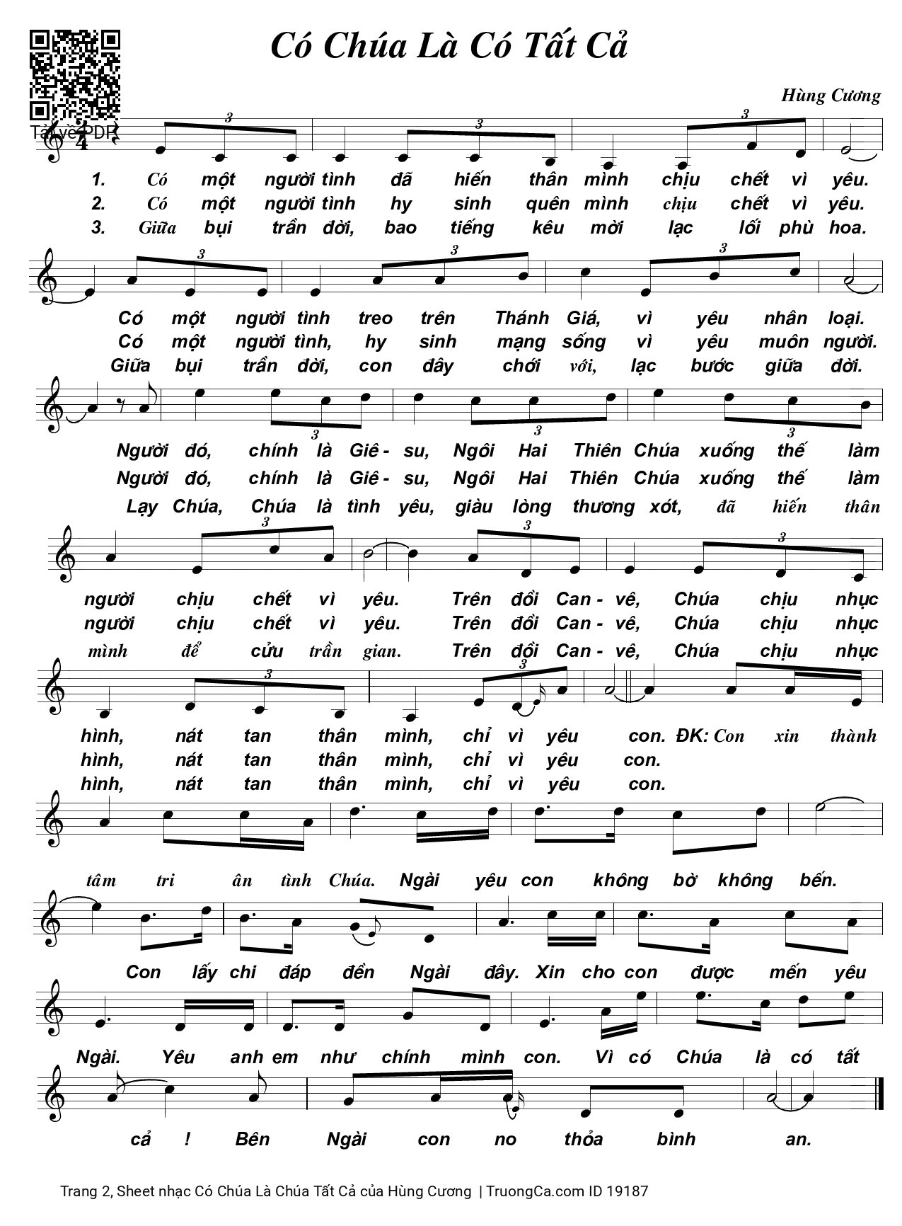 Trang 2 của Sheet nhạc PDF bài hát Có Chúa Là Chúa Tất Cả - Hùng Cương