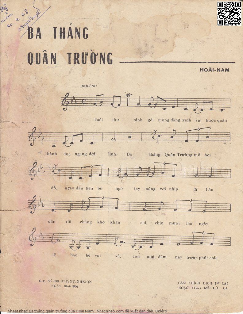 Trang 2 của Sheet nhạc PDF bài hát Ba tháng quân trường - Hoài Nam, Tuổi thư  sinh gối mộng đăng  trình. Vui buớc quân  hành dọc ngang đời  lính Ba  tháng quân trường mồ hôi  đổ