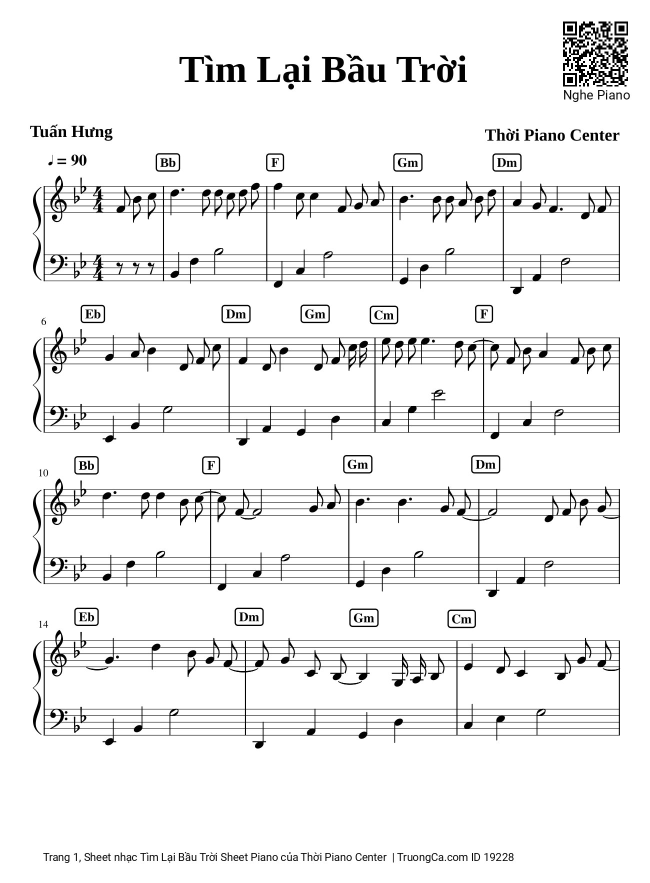 Sheet nhạc Tìm Lại Bầu Trời Sheet Piano