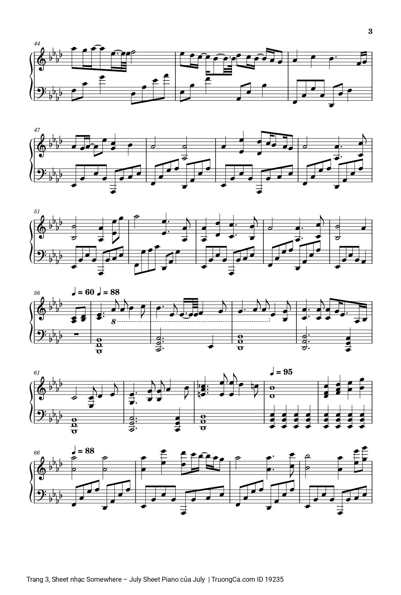 Trang 3 của Sheet nhạc PDF bài hát Somewhere – July Sheet Piano - July