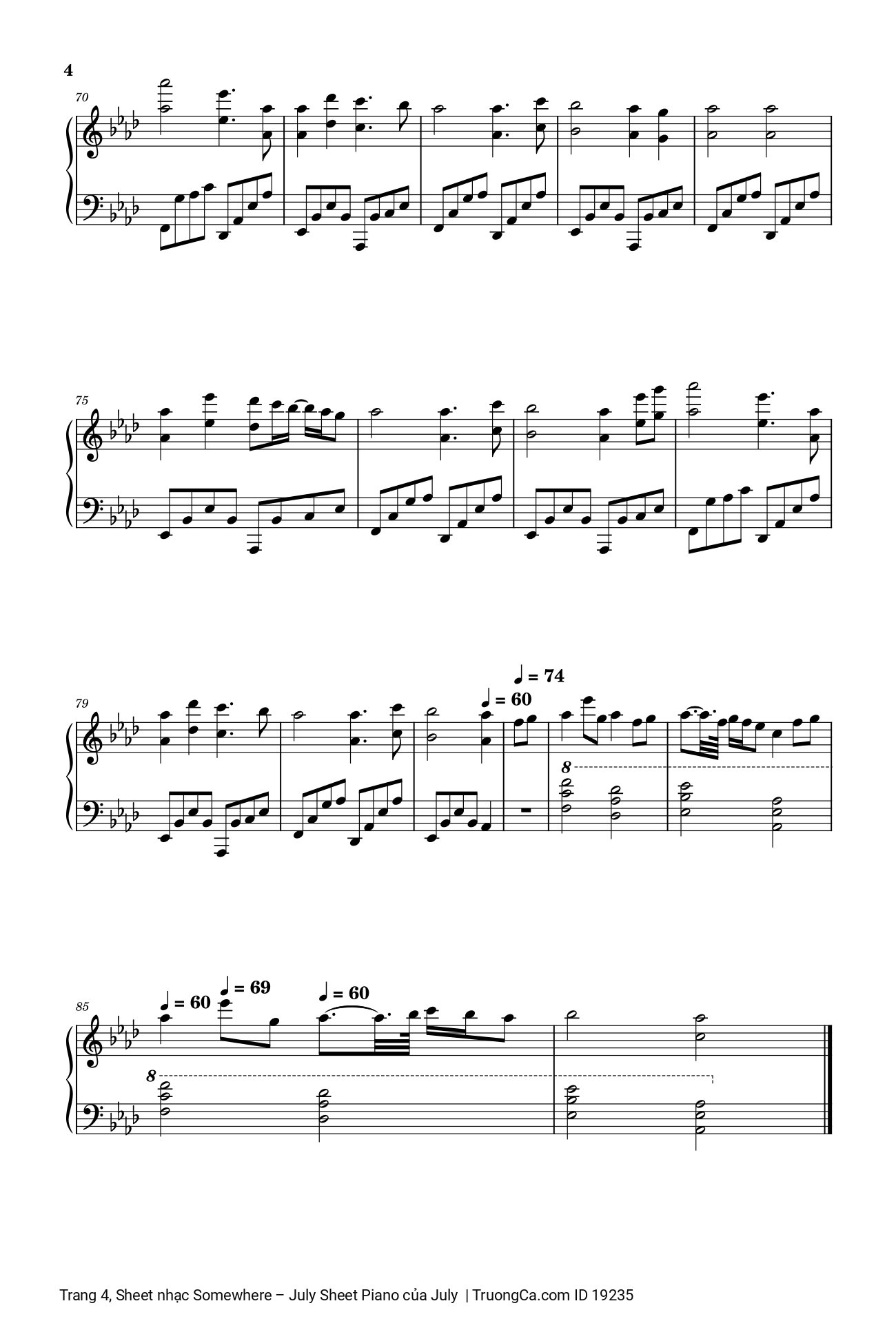Trang 4 của Sheet nhạc PDF bài hát Somewhere – July Sheet Piano - July