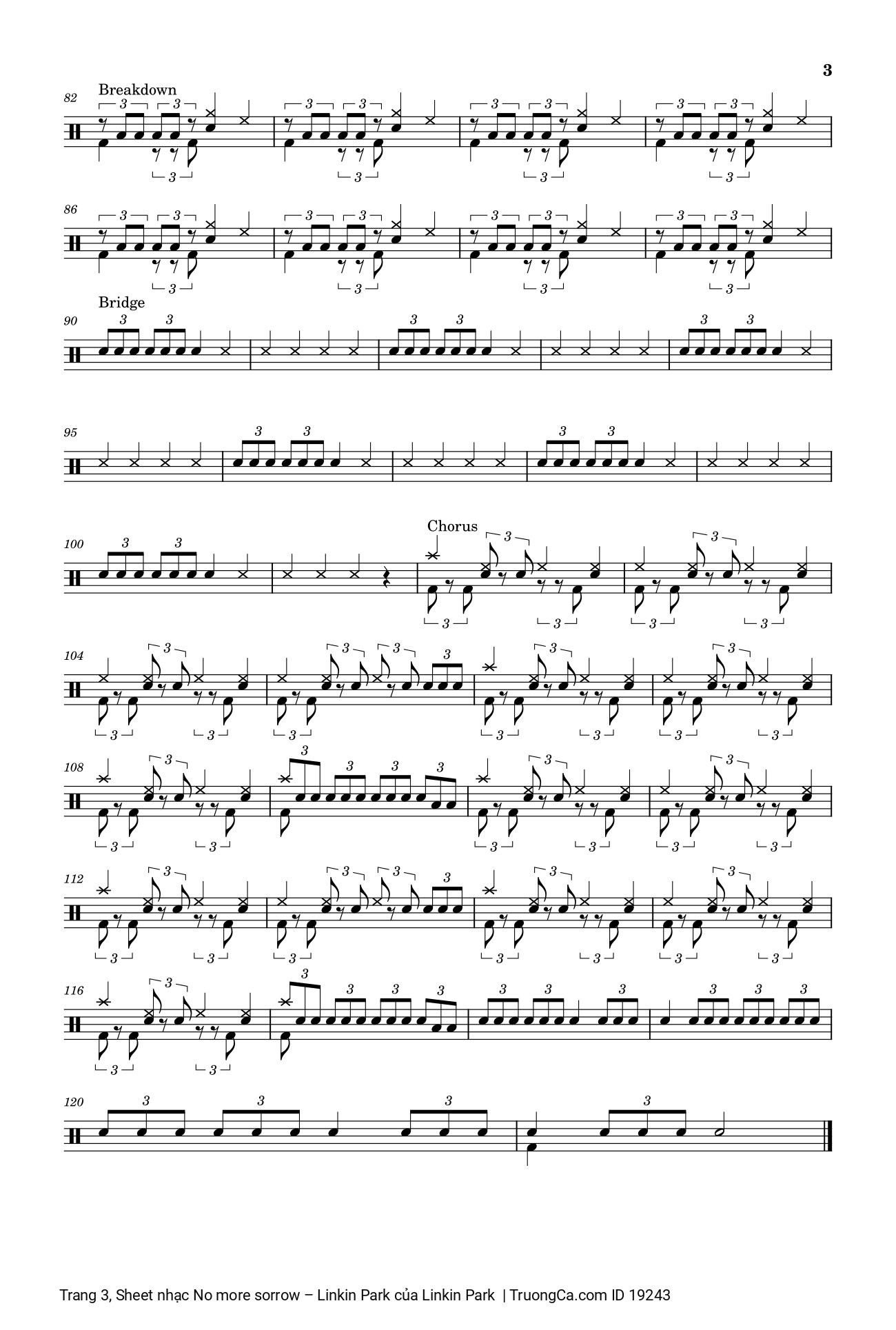 Trang 3 của Sheet nhạc PDF bài hát No more sorrow Drum sheet - Linkin Park