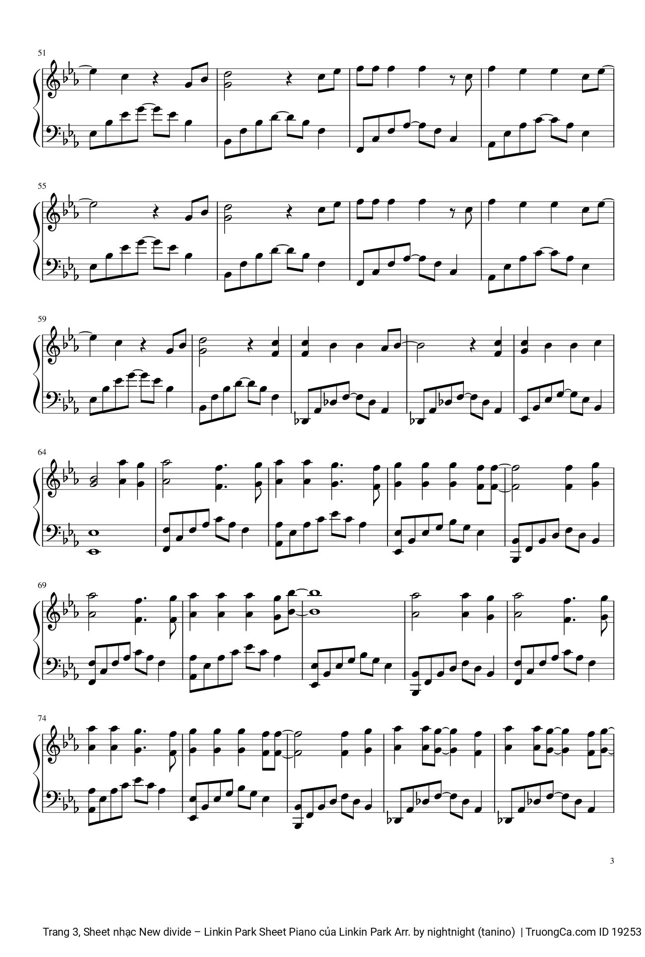 Trang 3 của Sheet nhạc PDF bài hát New divide Sheet Piano - Linkin Park