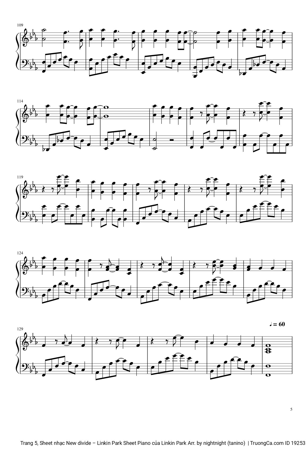 Trang 5 của Sheet nhạc PDF bài hát New divide Sheet Piano - Linkin Park