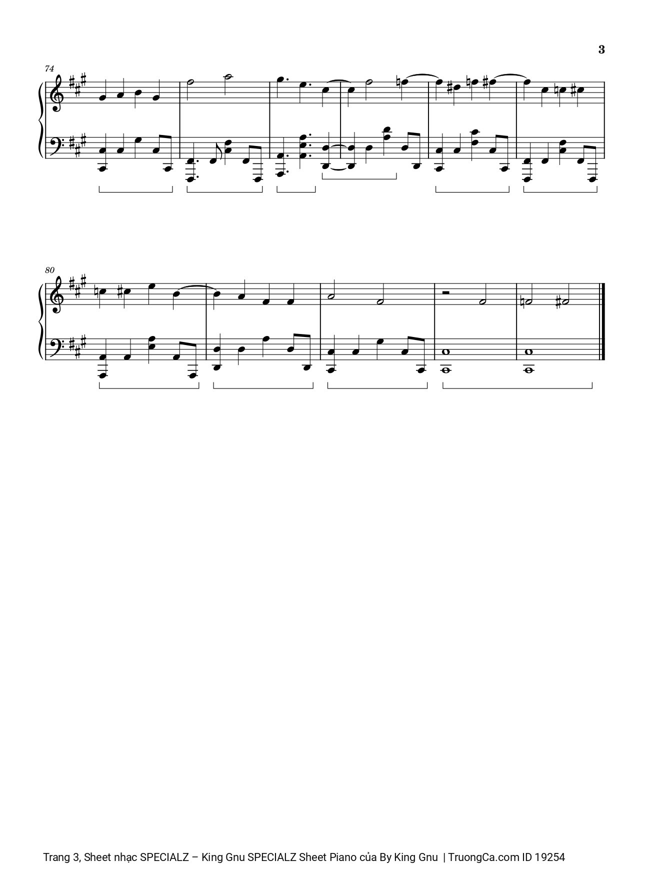 Trang 3 của Sheet nhạc PDF bài hát Specialz Sheet Piano - King Gnu