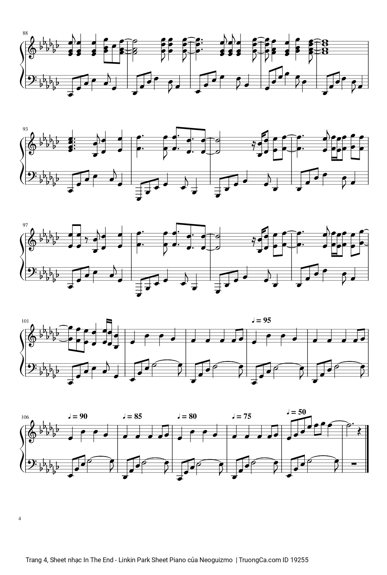 Trang 4 của Sheet nhạc PDF bài hát In The End Sheet Piano - Neoguizmo