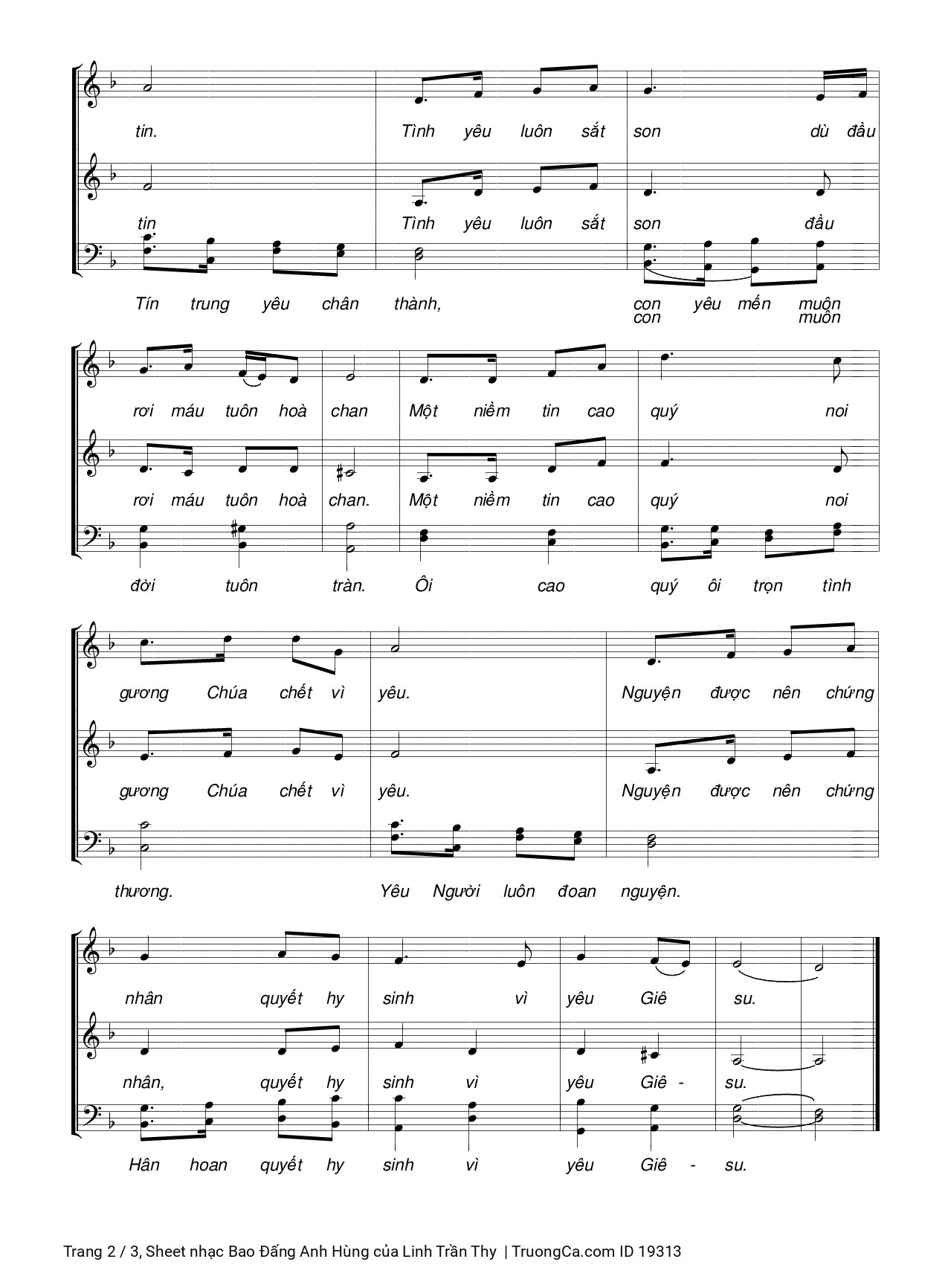 Trang 2 của Sheet nhạc PDF bài hát Bao Đấng Anh Hùng - Linh Trần Thy