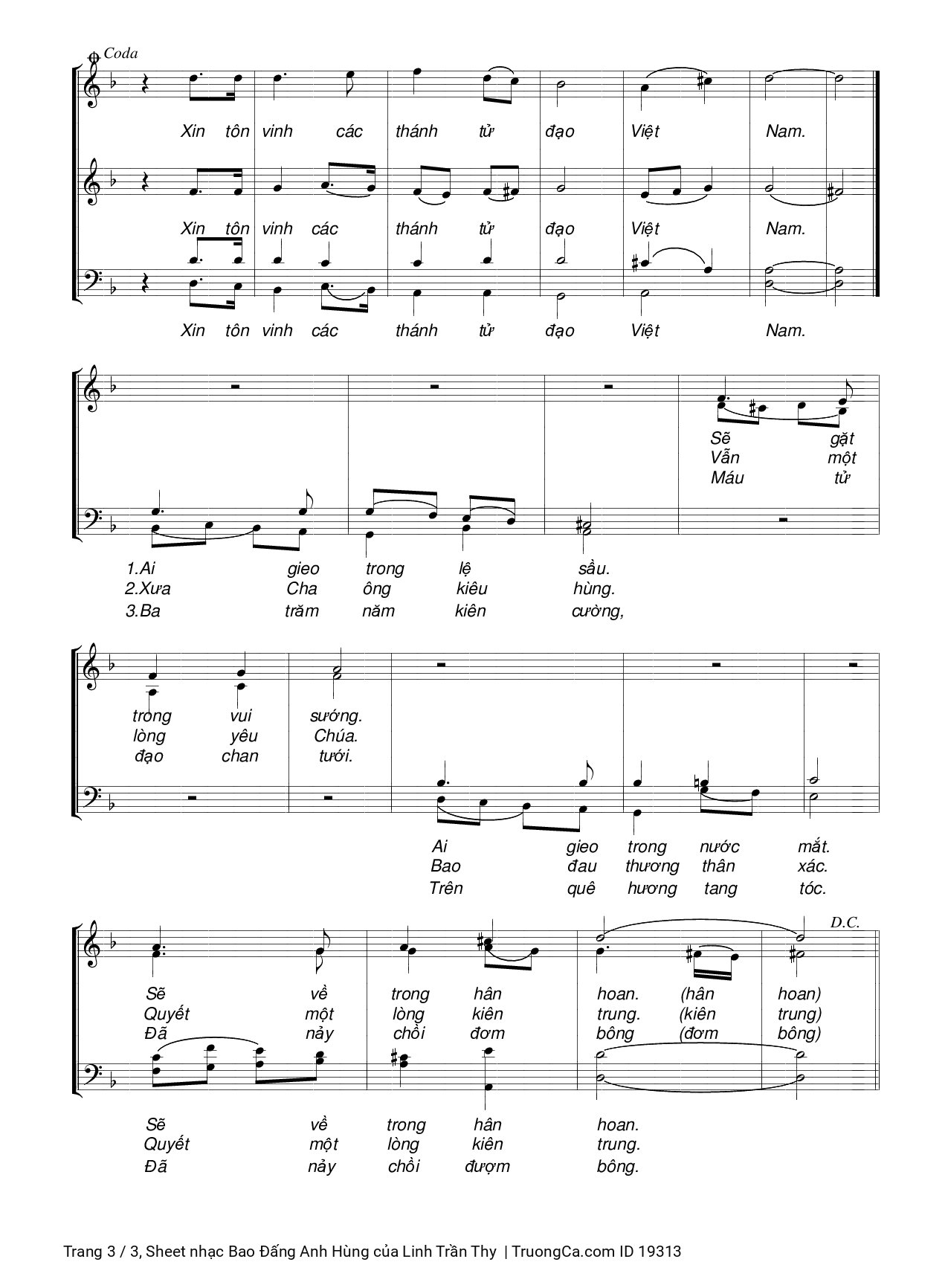 Trang 3 của Sheet nhạc PDF bài hát Bao Đấng Anh Hùng - Linh Trần Thy