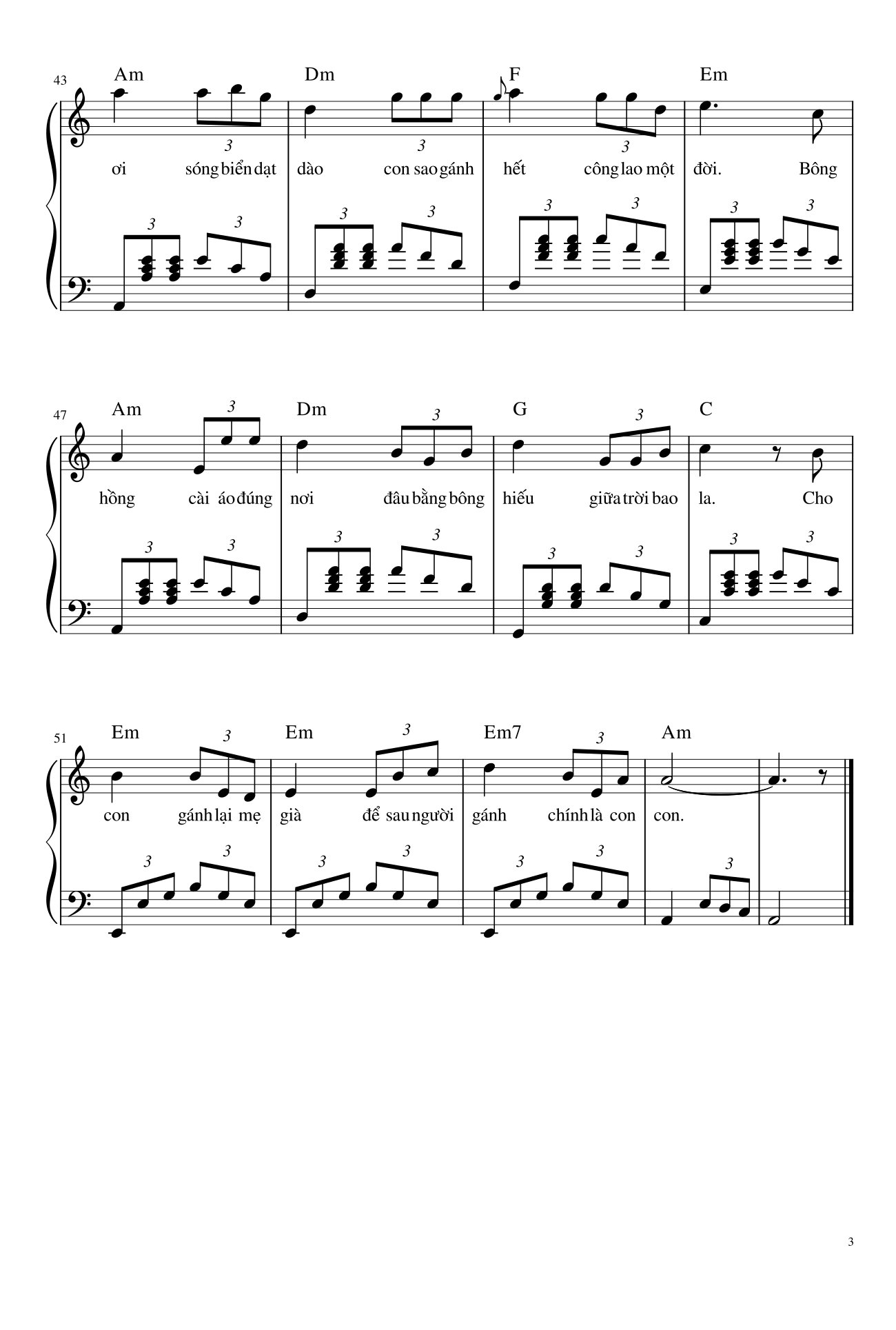 Trang 3 của Sheet nhạc PDF bài hát GÁNH MẸ Sheet Piano - Gau Go Bac