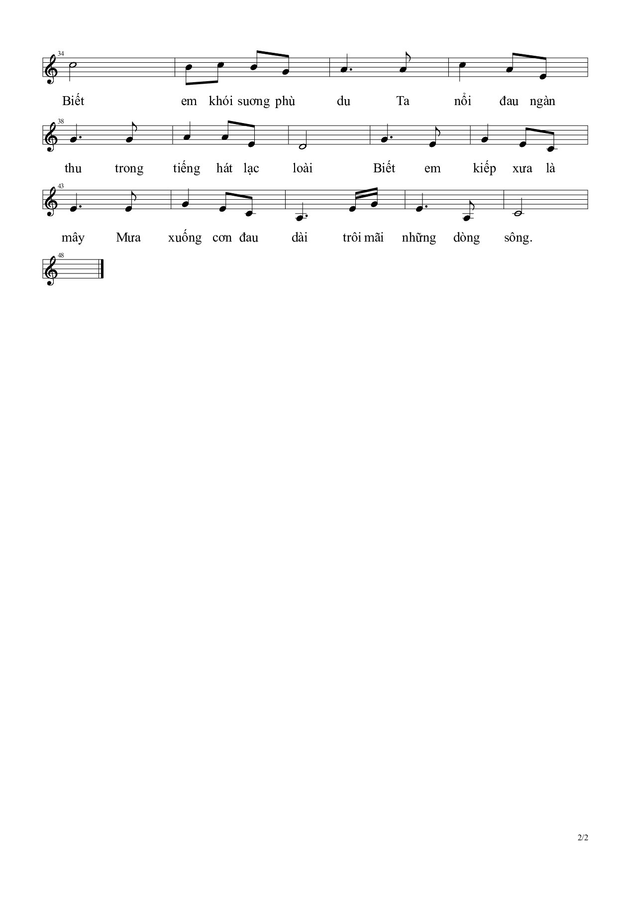 Trang 2 của Sheet nhạc PDF bài hát Trôi mãi những dòng sông - Phạm Quang Hóa