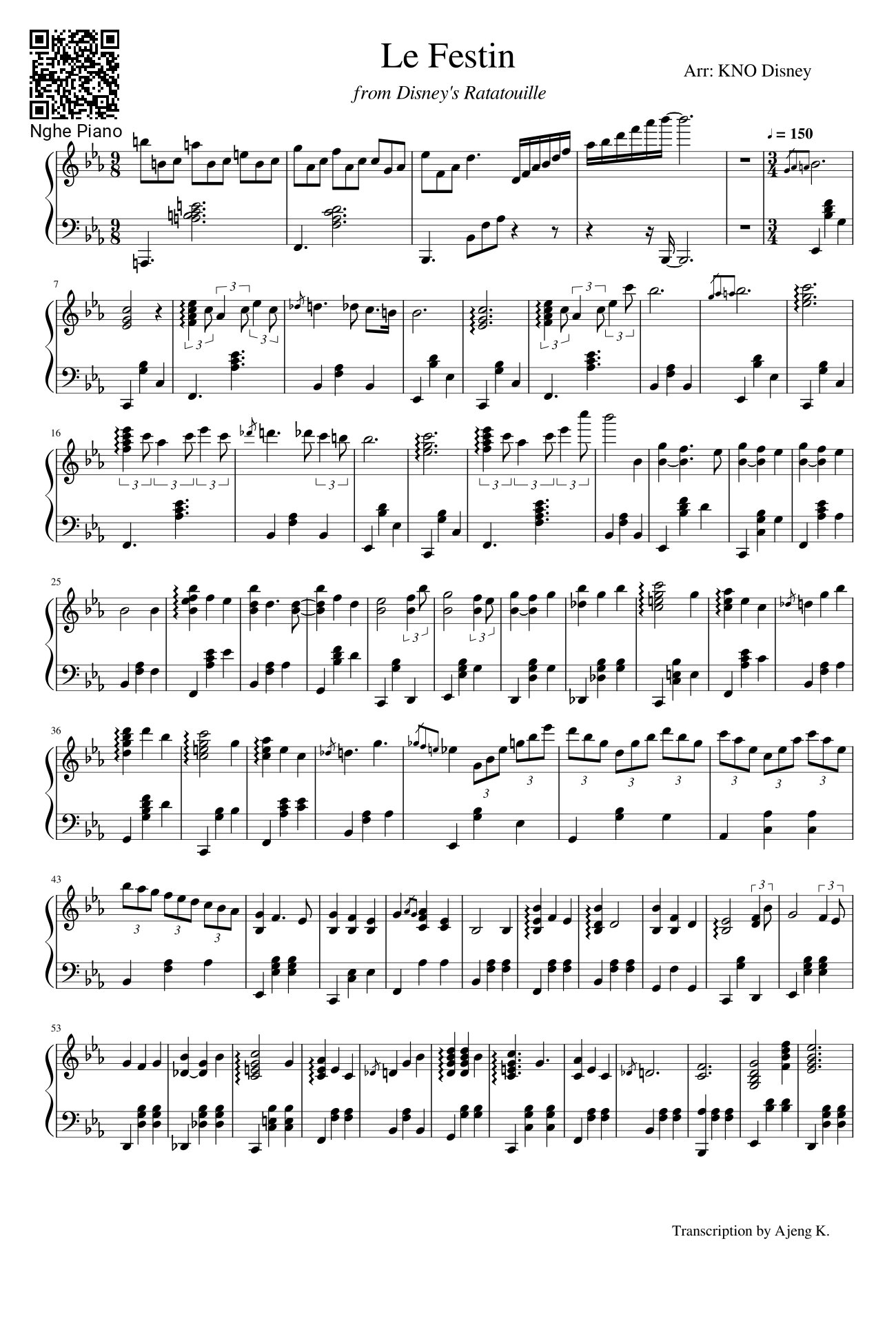 Trang 1 của Sheet nhạc PDF bài hát Le Festin Sheet Piano - Akartika
