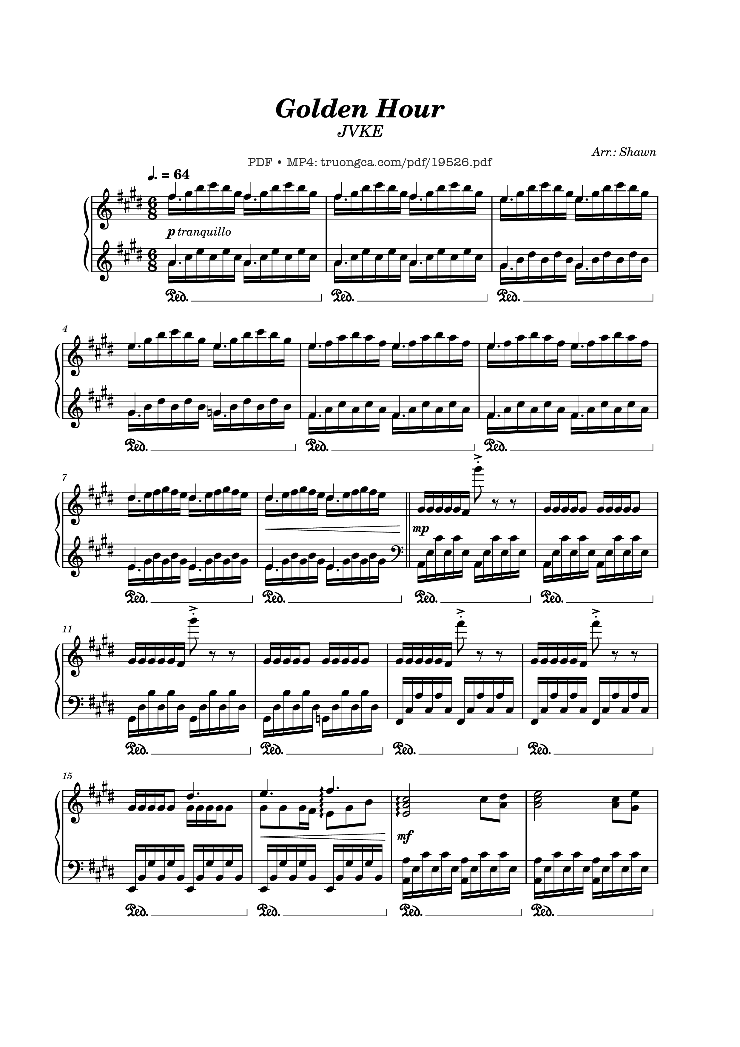 Sheet nhạc PDF bài Golden Hour JVKE Sheet Piano