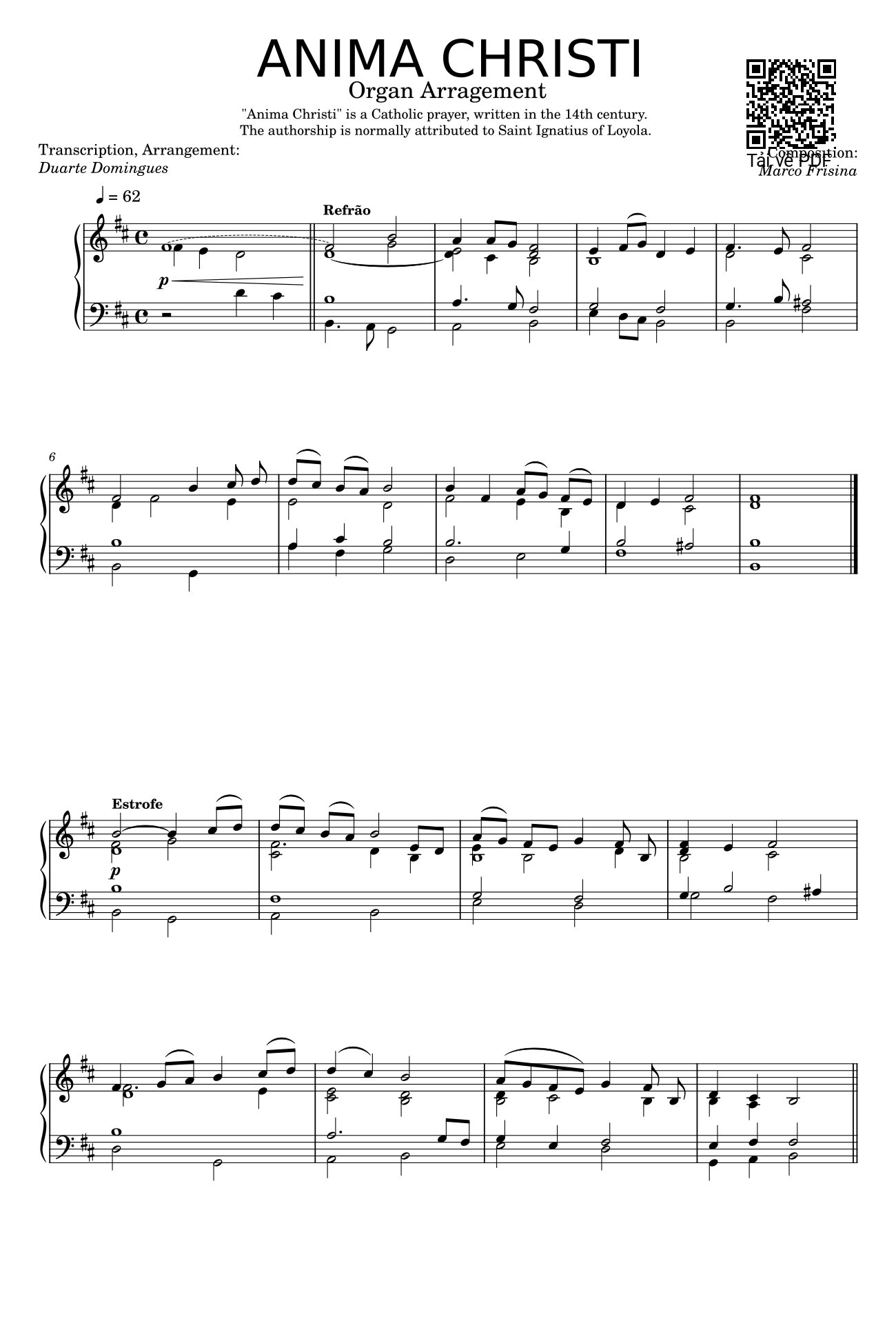 Sheet nhạc PDF bài ANIMA CHRISTI - Duarte Domingues