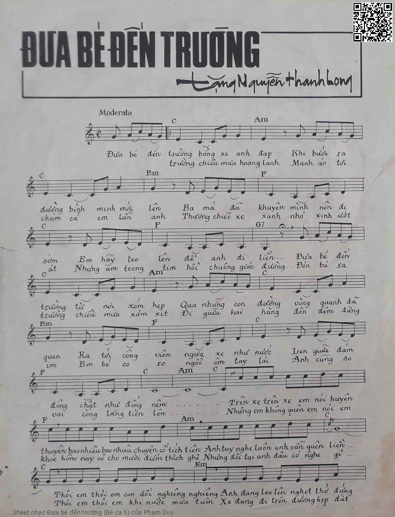 Trang 2 của Sheet nhạc PDF bài hát Đưa bé đến trường (Bé ca 5) - Phạm Duy, 1. Đưa bé đến  trường bằng xe anh  đạp. Khi bước ra  đường bình minh mới  lên