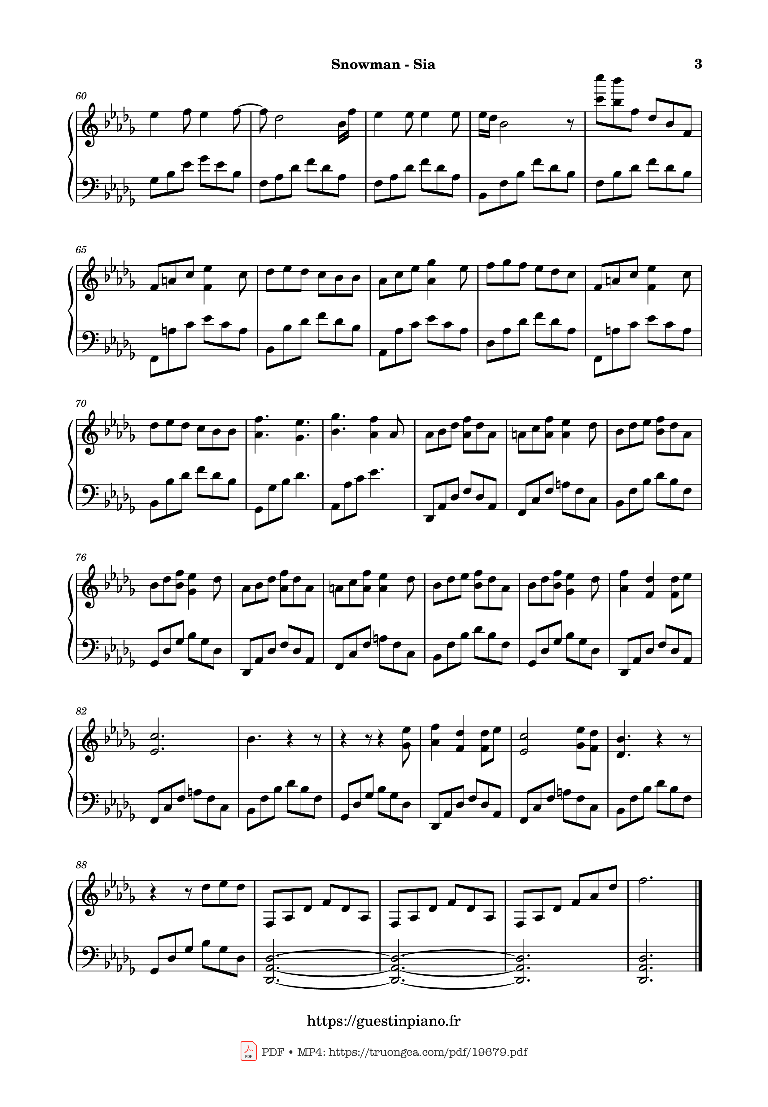 Trang 3 của Sheet nhạc PDF bài hát Snowman - Sia Sheet Piano - GuestinPiano