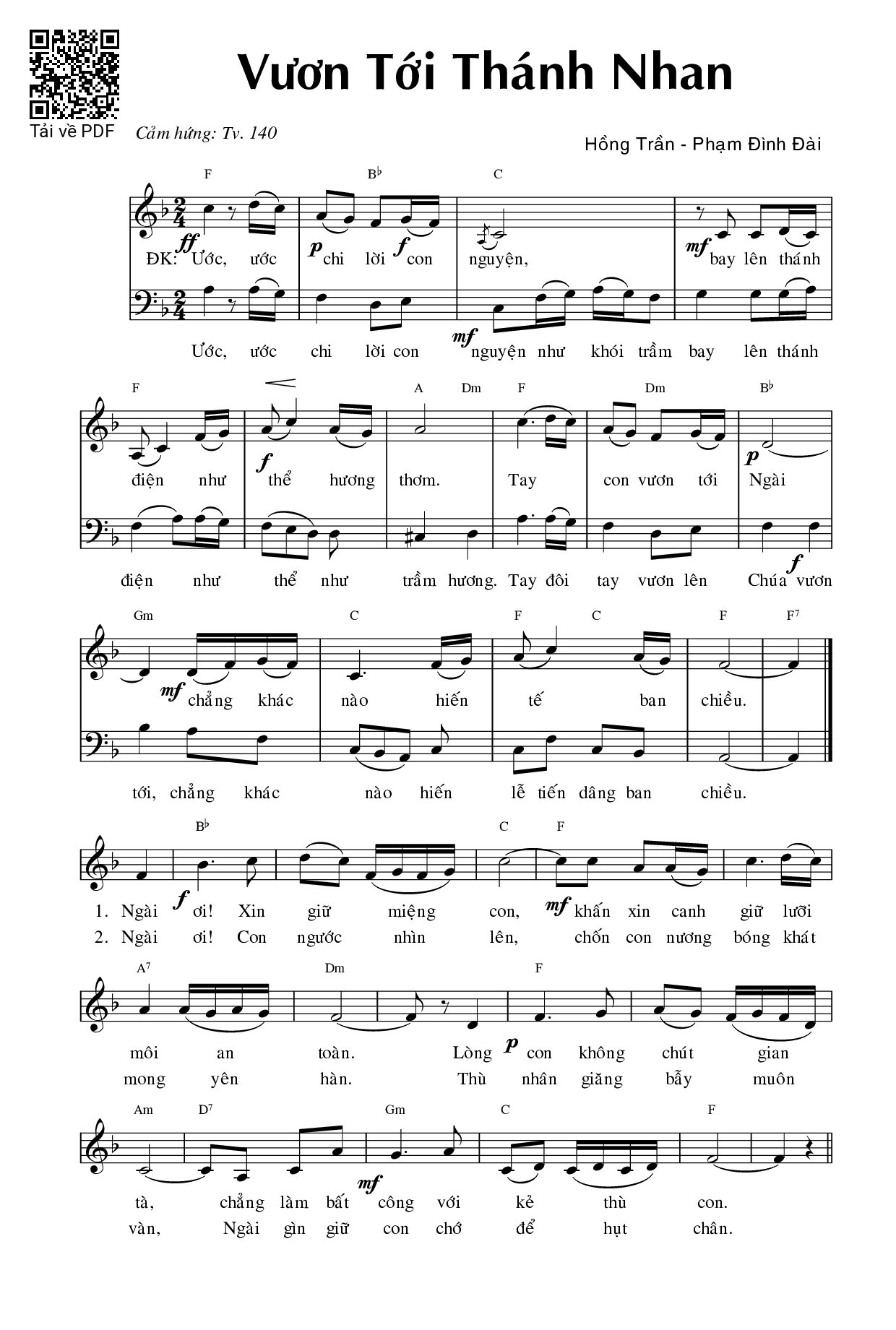 Trang 1 của Sheet nhạc PDF bài hát Vươn tới thánh nhan - Phạm Đình Đài