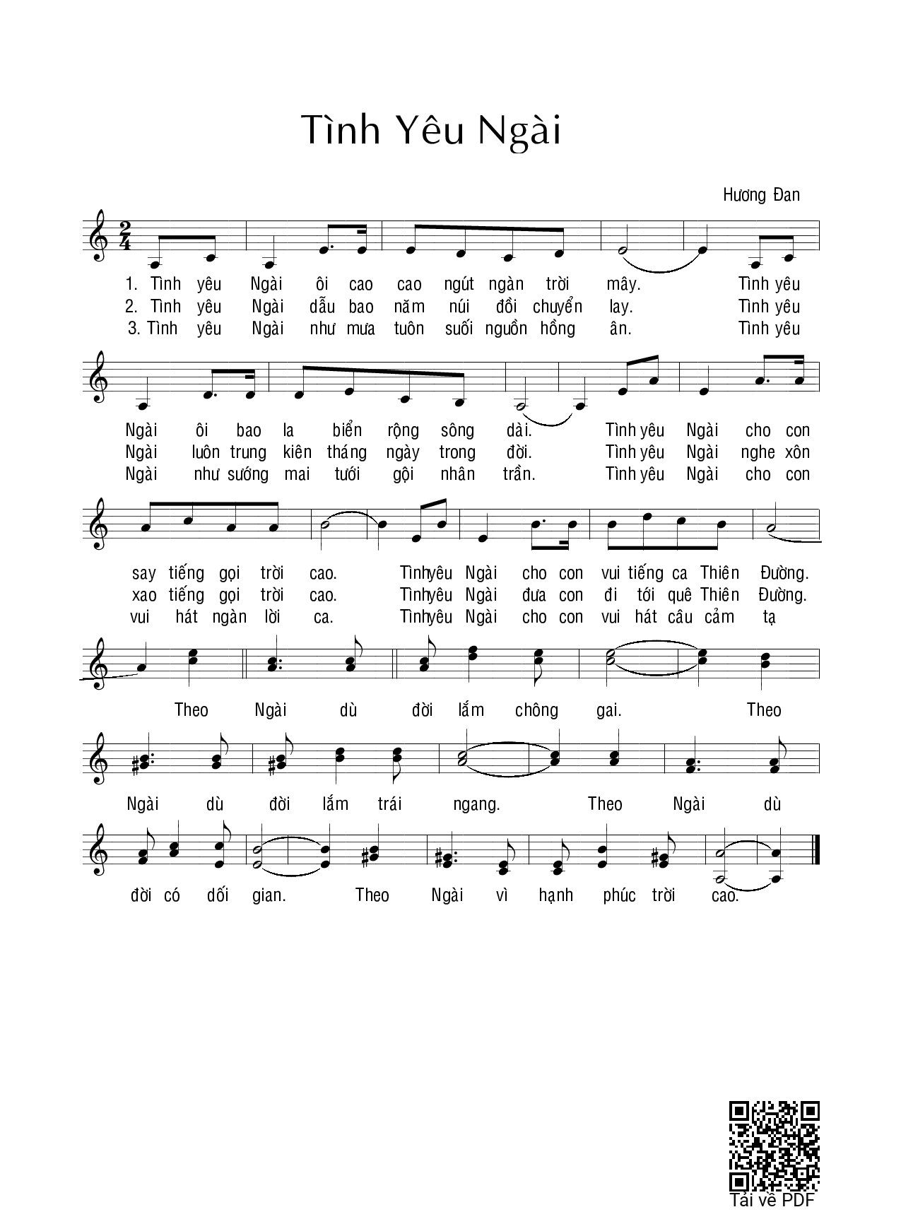 Trang 1 của Sheet nhạc PDF bài hát Tình yêu Ngài - Hương Đan