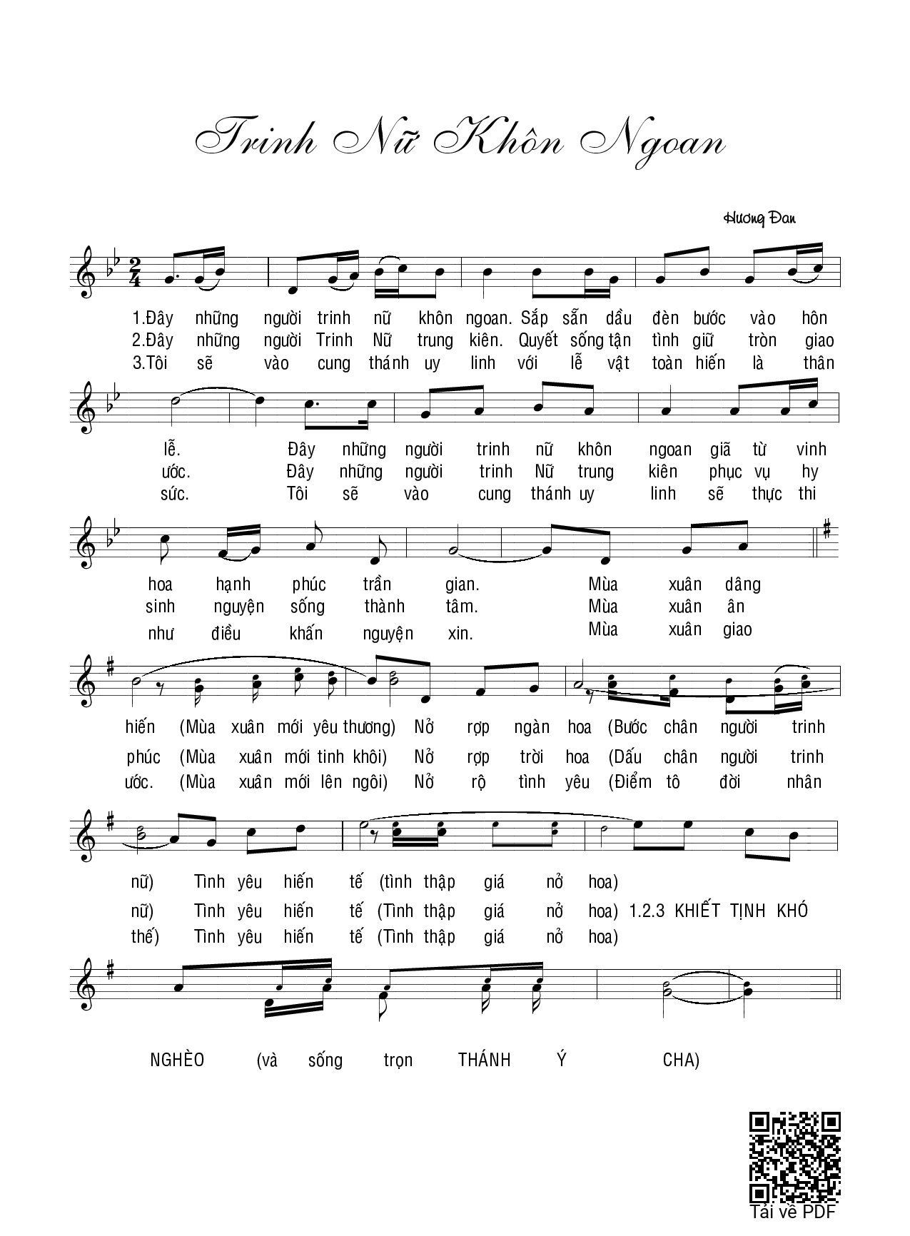 Sheet nhạc PDF bài Trinh nữ khôn ngoan