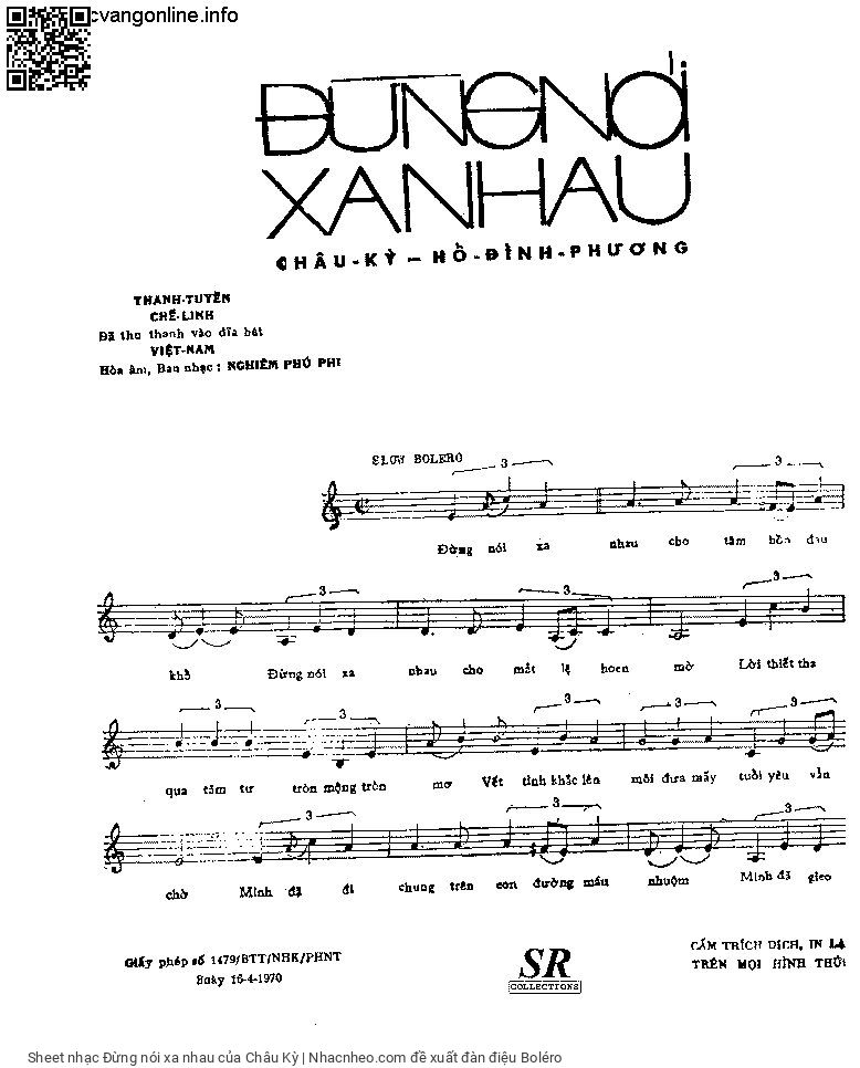 Trang 2 của Sheet nhạc PDF bài hát Đừng nói xa nhau - Châu Kỳ, 1. Đừng nói xa  nhau cho tâm hồn đau khổ. Đừng nói xa  nhau cho mắt lệ hoen  mờ Lời thiết tha  qua tâm tư tròn mộng tròn mơ