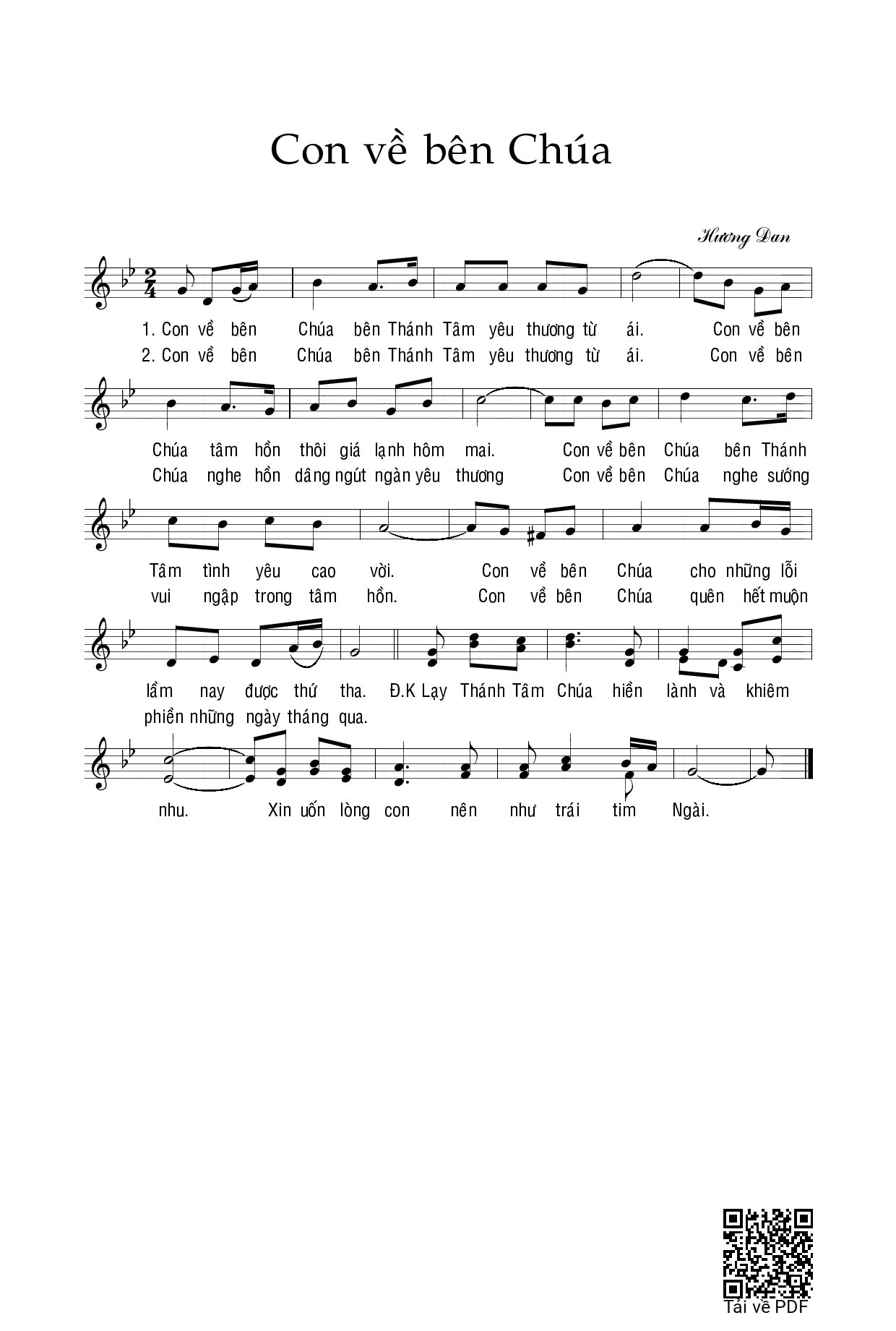 Sheet nhạc PDF bài Con Về Bên Chúa