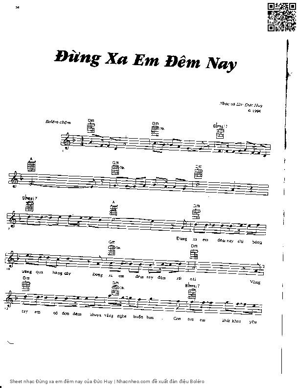 Trang 3 của Sheet nhạc PDF bài hát Đừng xa em đêm nay - Đức Huy, Intro:.  1. Đừng  xa em đêm nay khi bóng trăng qua hàng cây