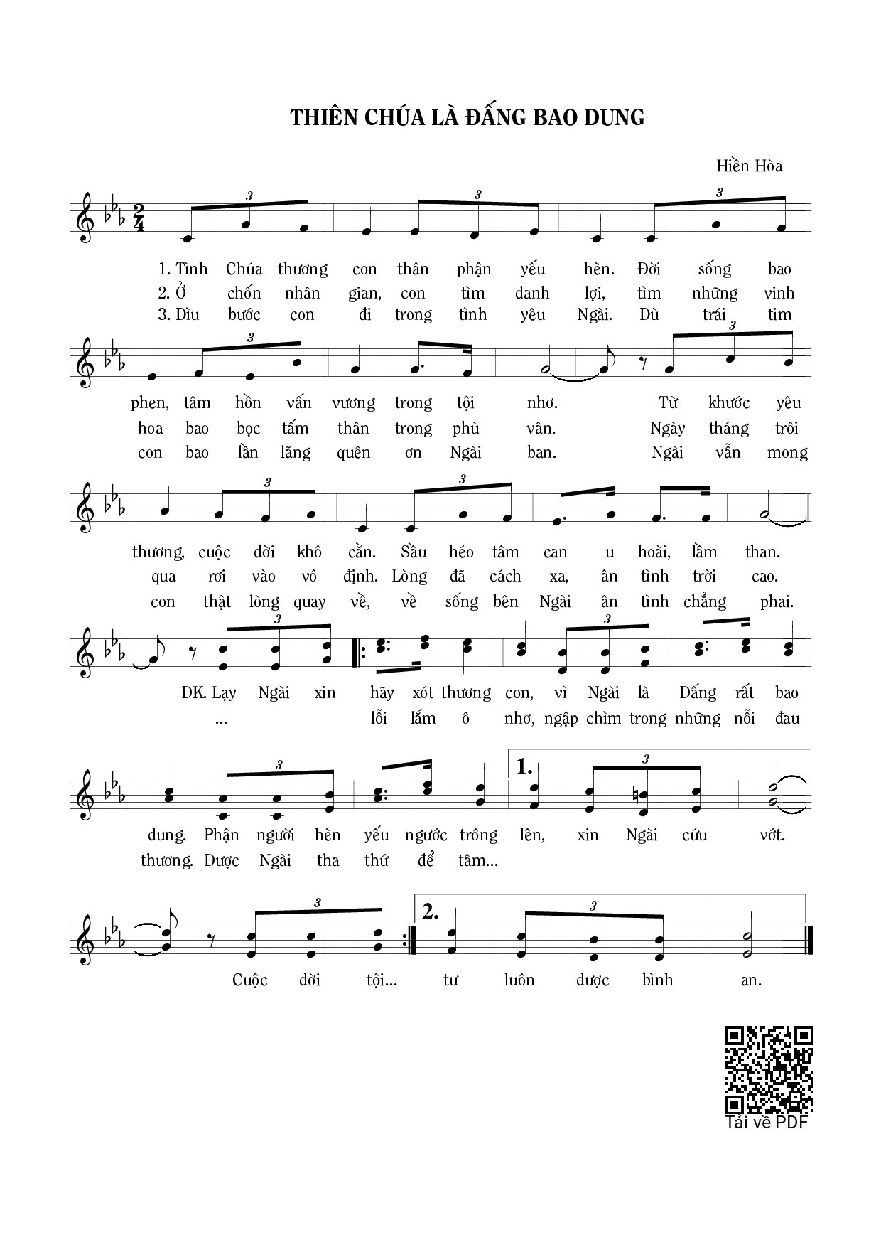 Sheet nhạc PDF bài Thiên Chúa Đấng bao dung