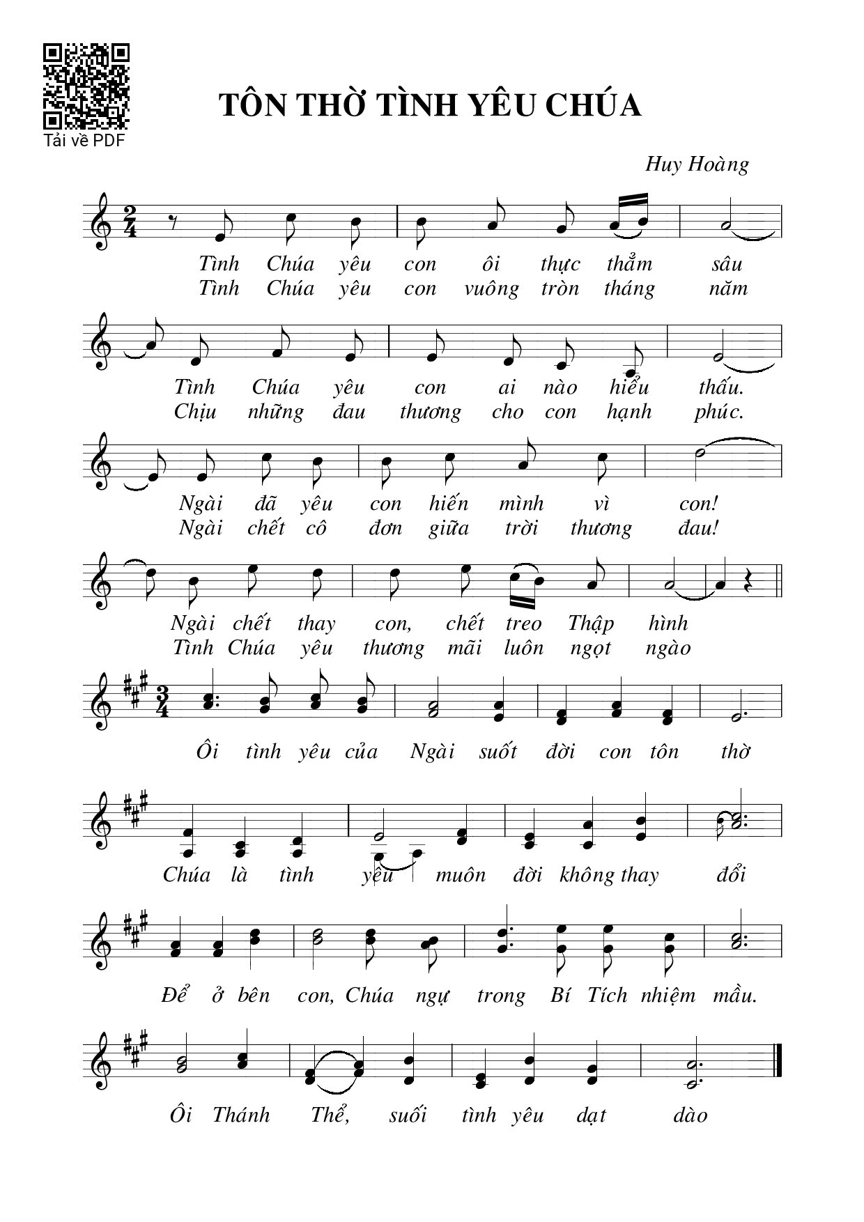 Sheet nhạc PDF bài Tôn Thờ Tình Yêu Chúa