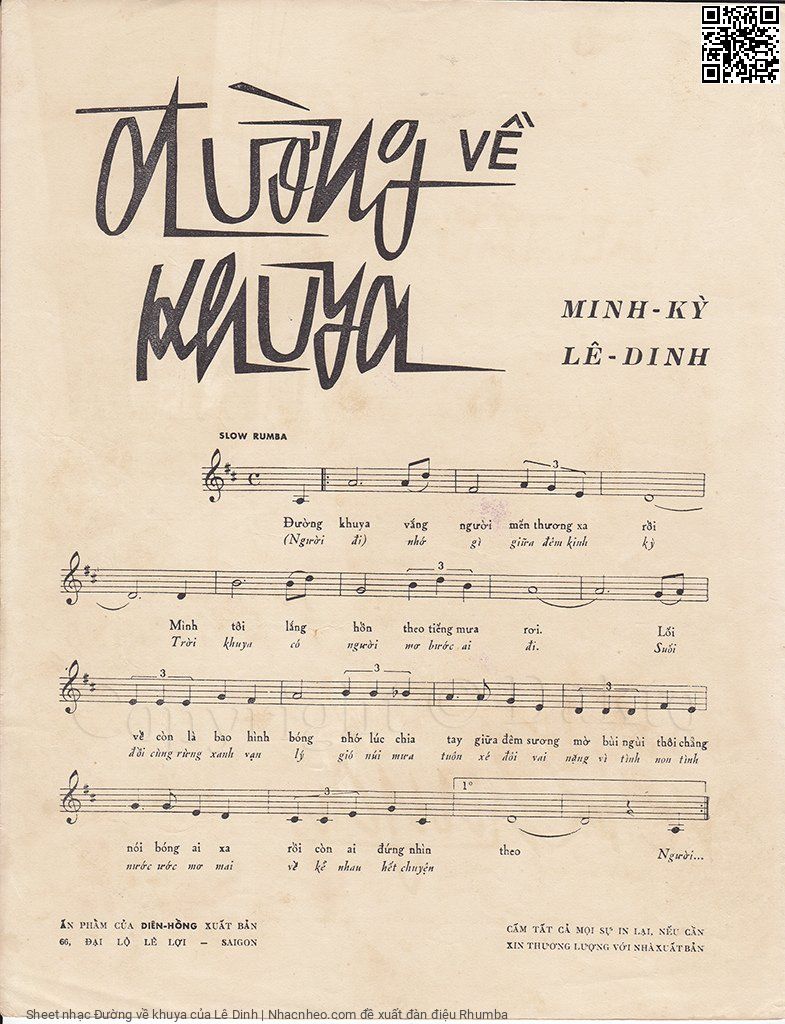 Trang 2 của Sheet nhạc PDF bài hát Đường về khuya - Lê Dinh, 1.Đường  khuya vắng  người mến thương  xa rồi. Mình  tôi lắng  hồn theo tiếng  mưa rơi