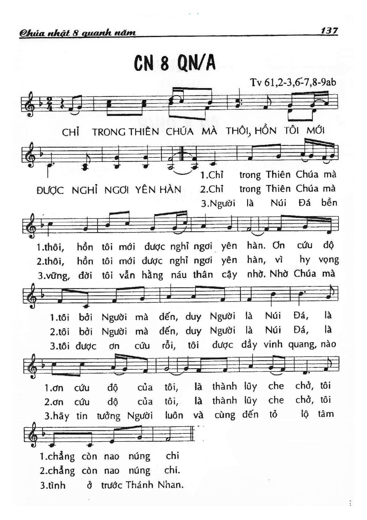 Sheet nhạc PDF bài Thánh Vịnh 61, Chúa Nhật 8A Thường Niên