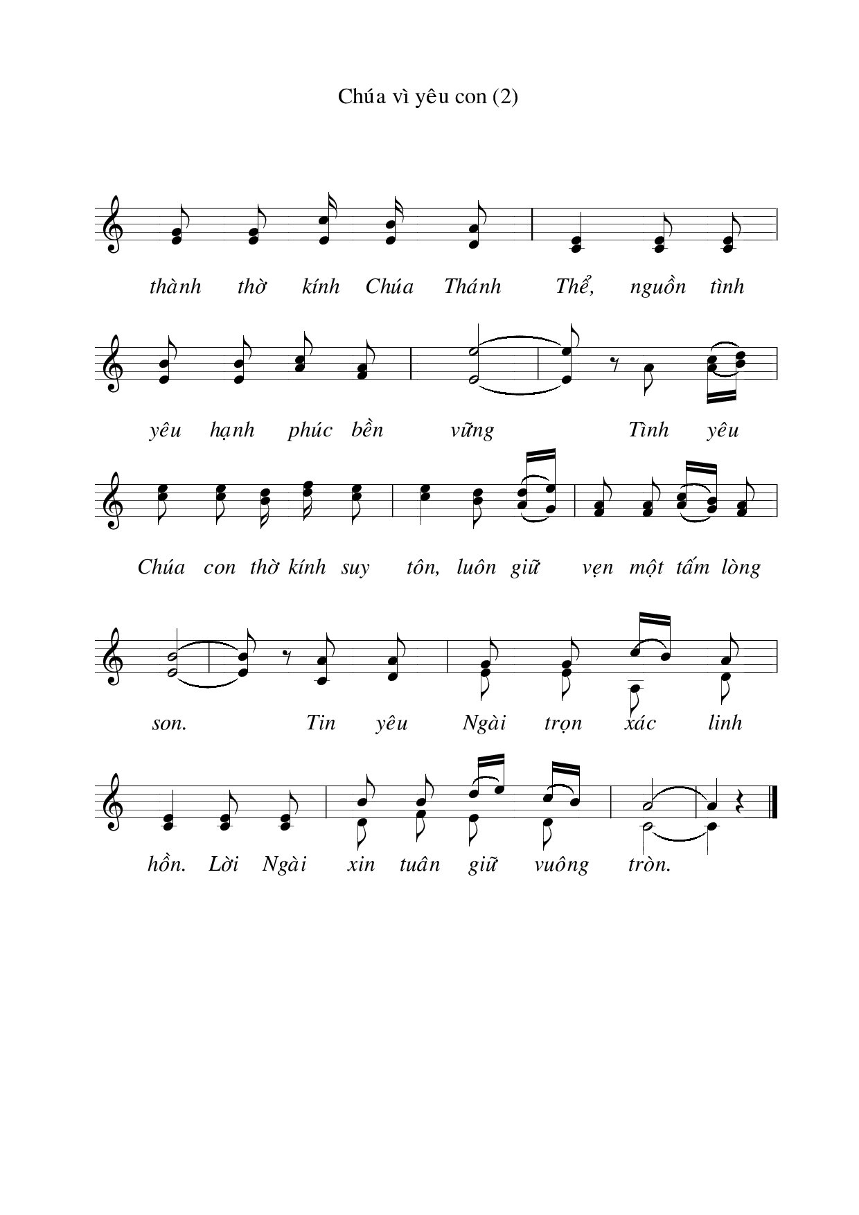 Trang 2 của Sheet nhạc PDF bài hát Chúa vì yêu con - Huy Hoàng