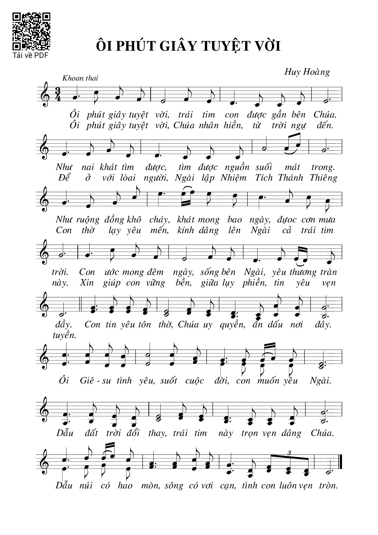 Sheet nhạc PDF bài Ôi phút giây tuyệt vời