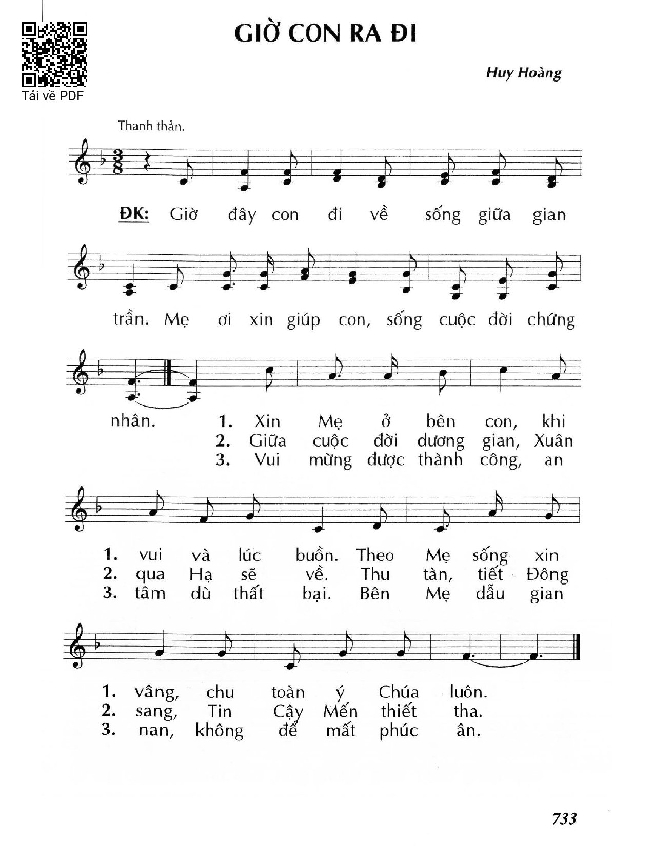 Trang 1 của Sheet nhạc PDF bài hát Giờ con ra đi - Huy Hoàng