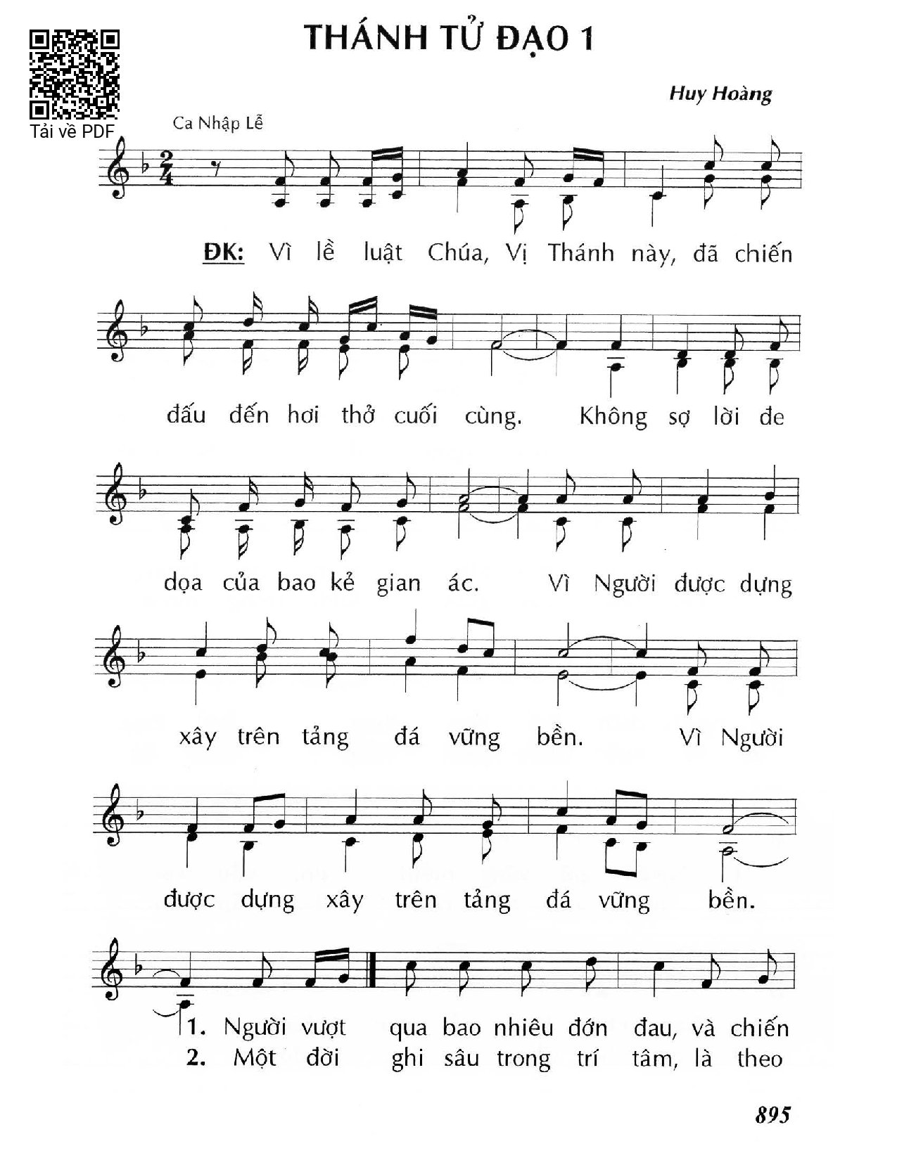 Trang 1 của Sheet nhạc PDF bài hát Thánh Tử đạo /1 - Huy Hoàng
